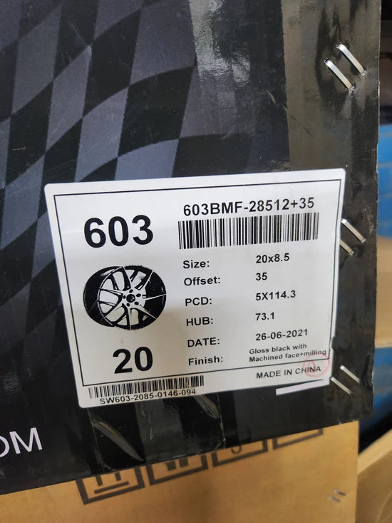 IMPACT RACING 603 20X8.5 5X4.5 GLOSS BLACK MACHINED FACE CB73.1 ET35