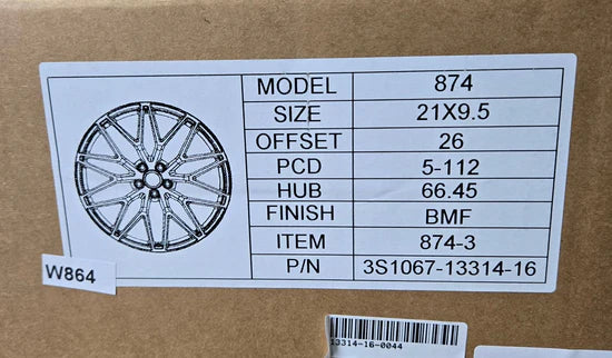 W864 21X9.5 5X112 BLACK MACHINED FACE CB66.1 ET26