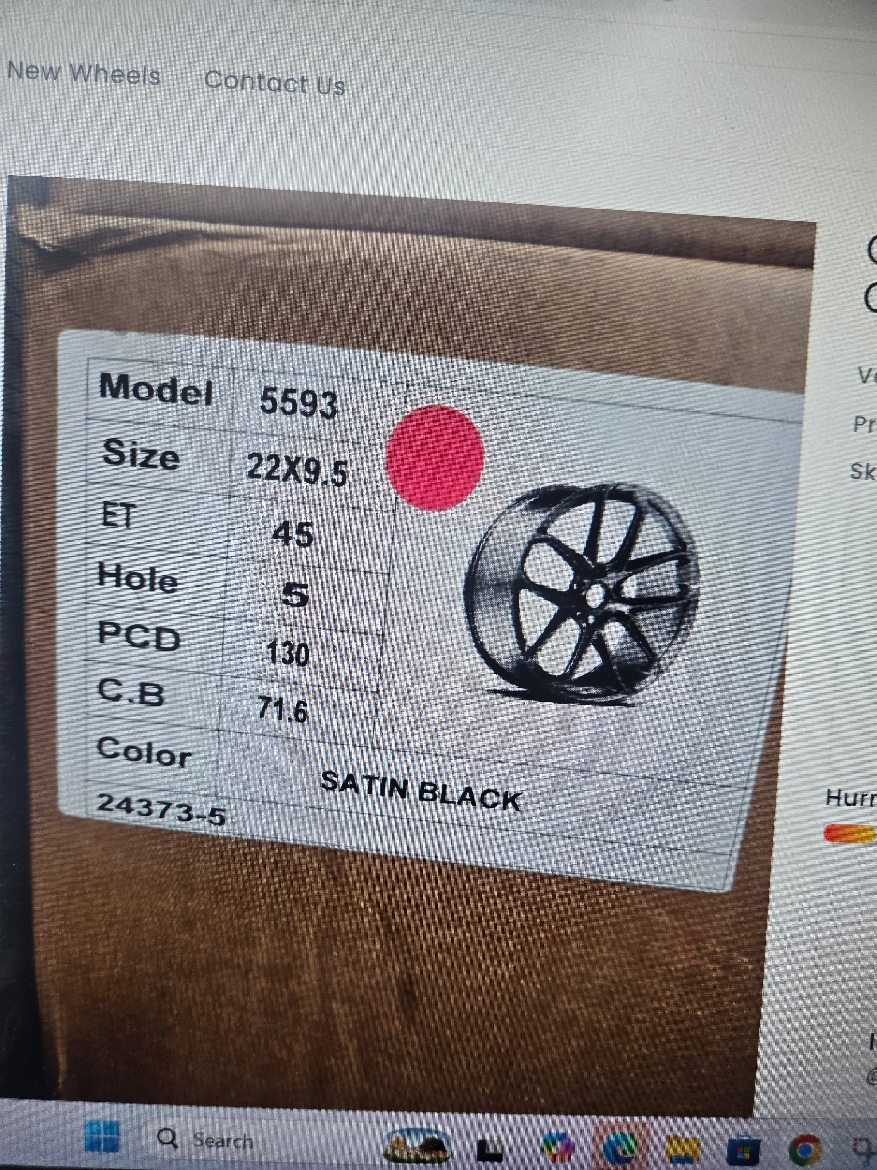 OE-5593 22X9.5 5X130 MATTE BLACK CB71.56 ET45
