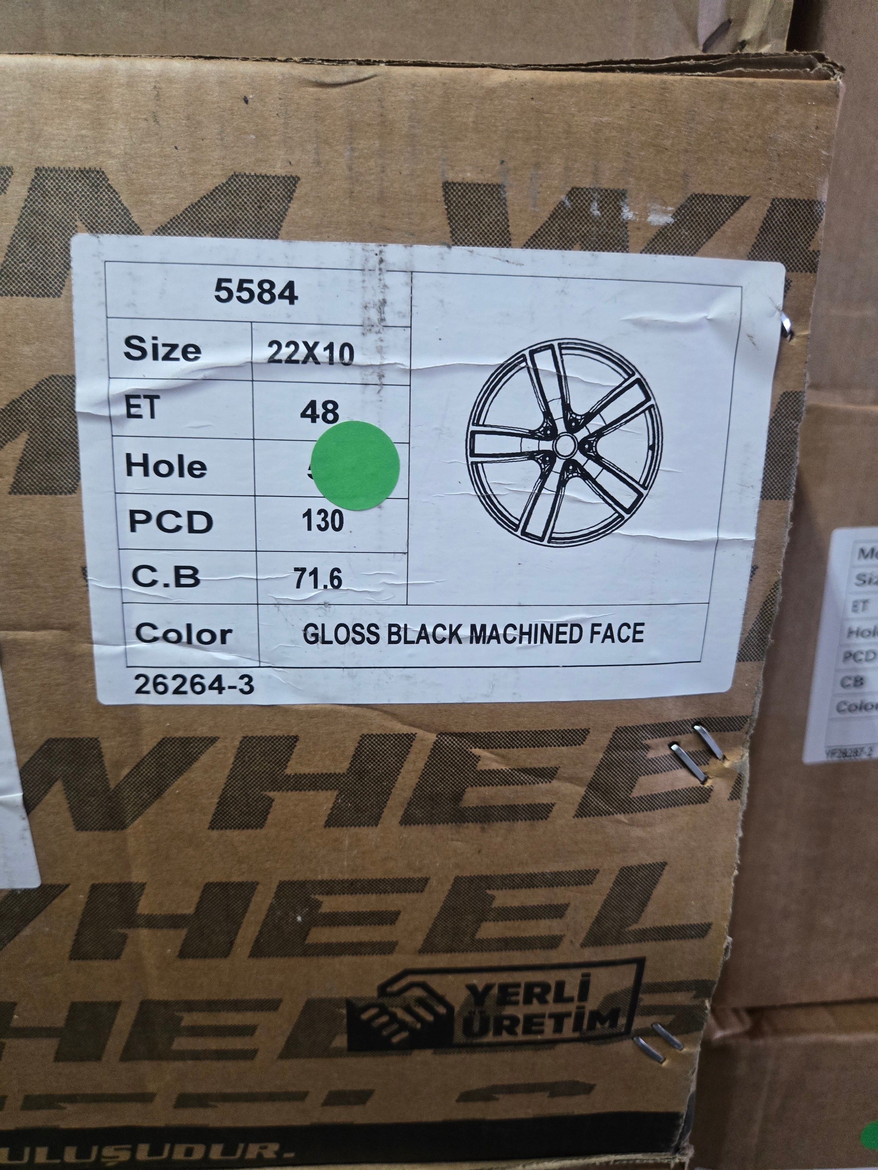 OE-5584 22x10 5x130 BLACK MACHINED FACE CB71.6 ET48