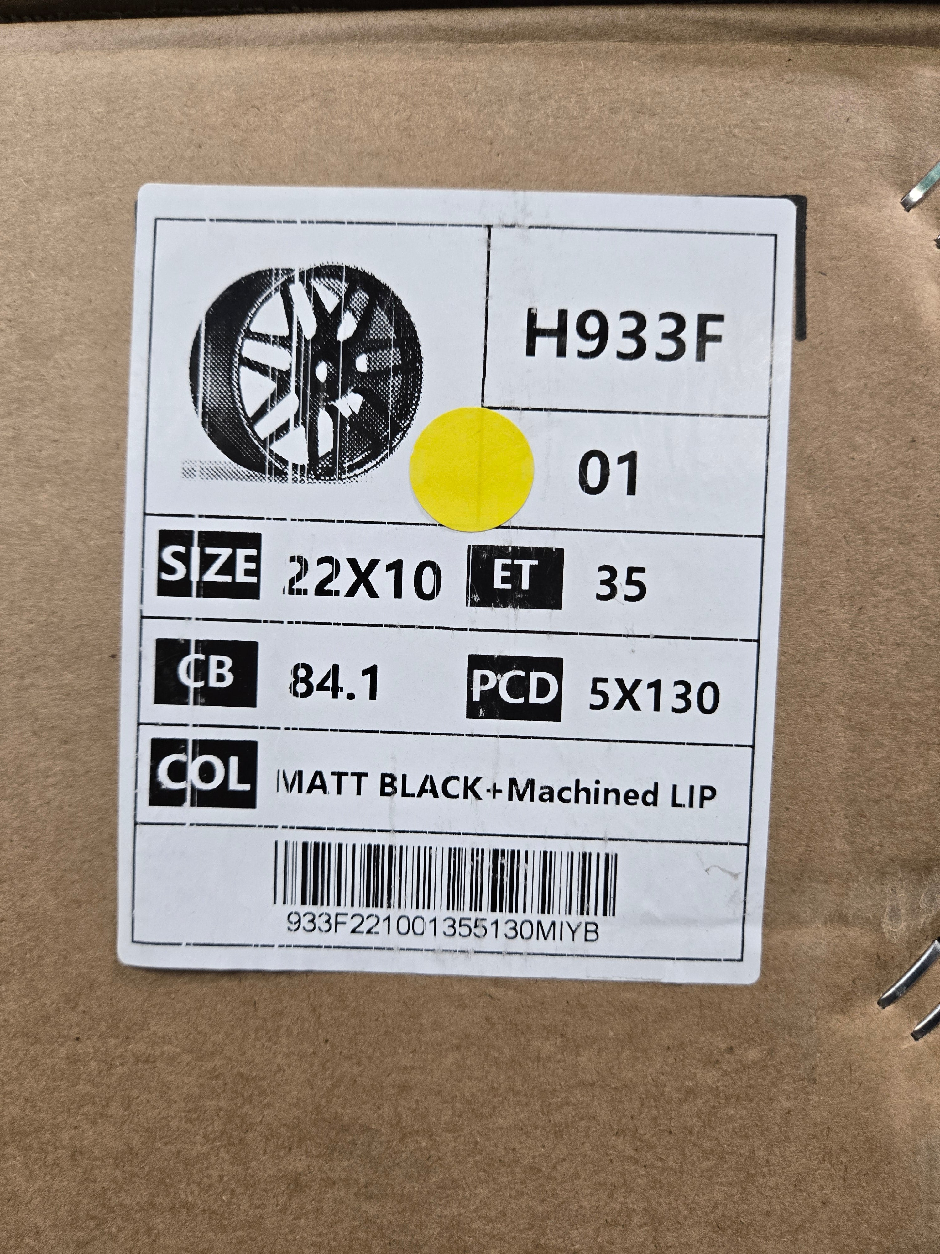 F933F 22X10.0 5X130 MATTE BLACK MACHINED LINE CB84.1 ET35