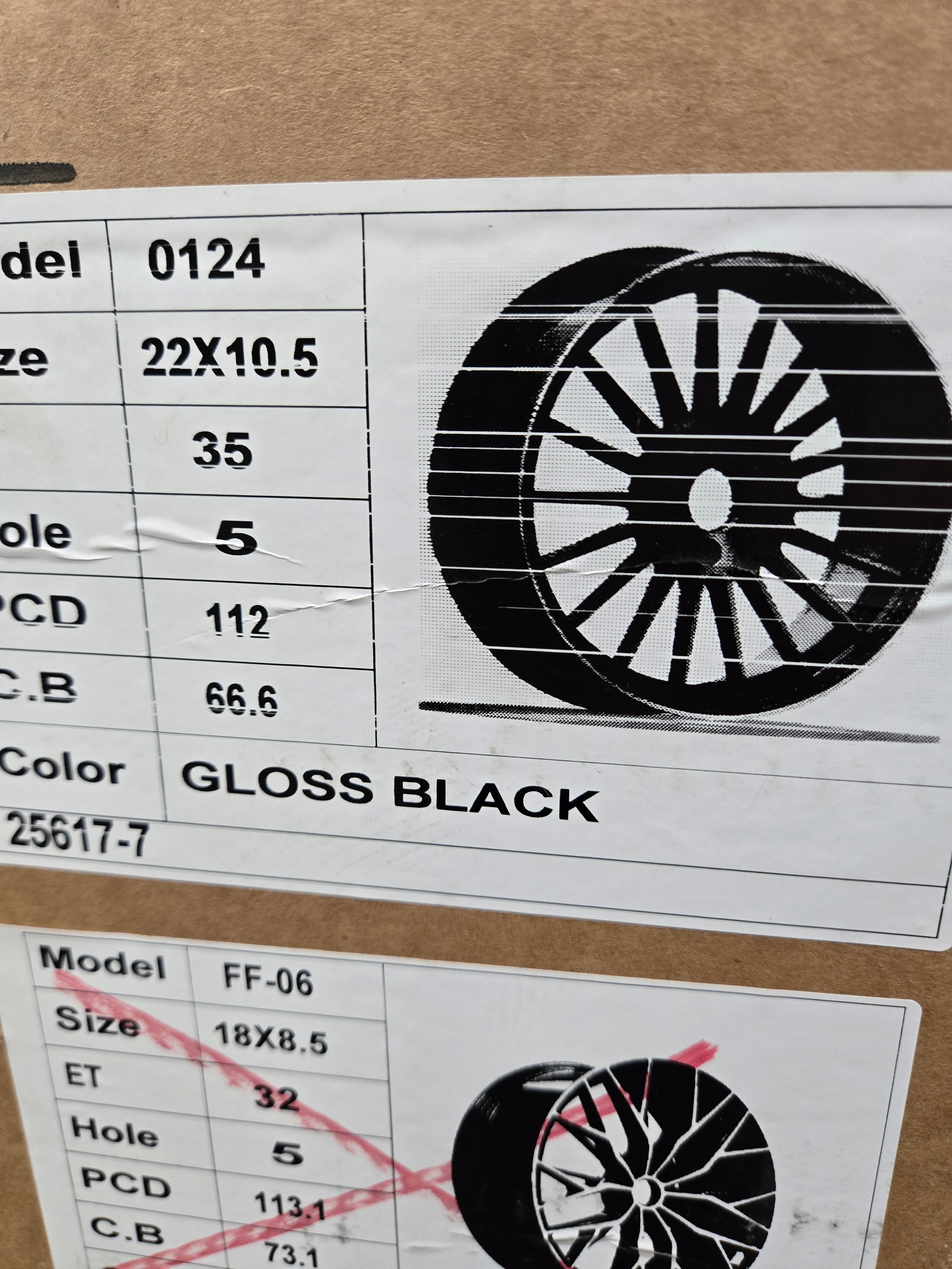 0124 887 22x10.5 5x112 GLOSS BLACK CB66.6 ET35