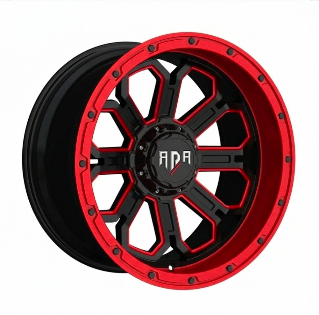 RD23 22X10 5X127 5X139.7 BLACK MILL WITH RED FACE CB87.1 ET-18