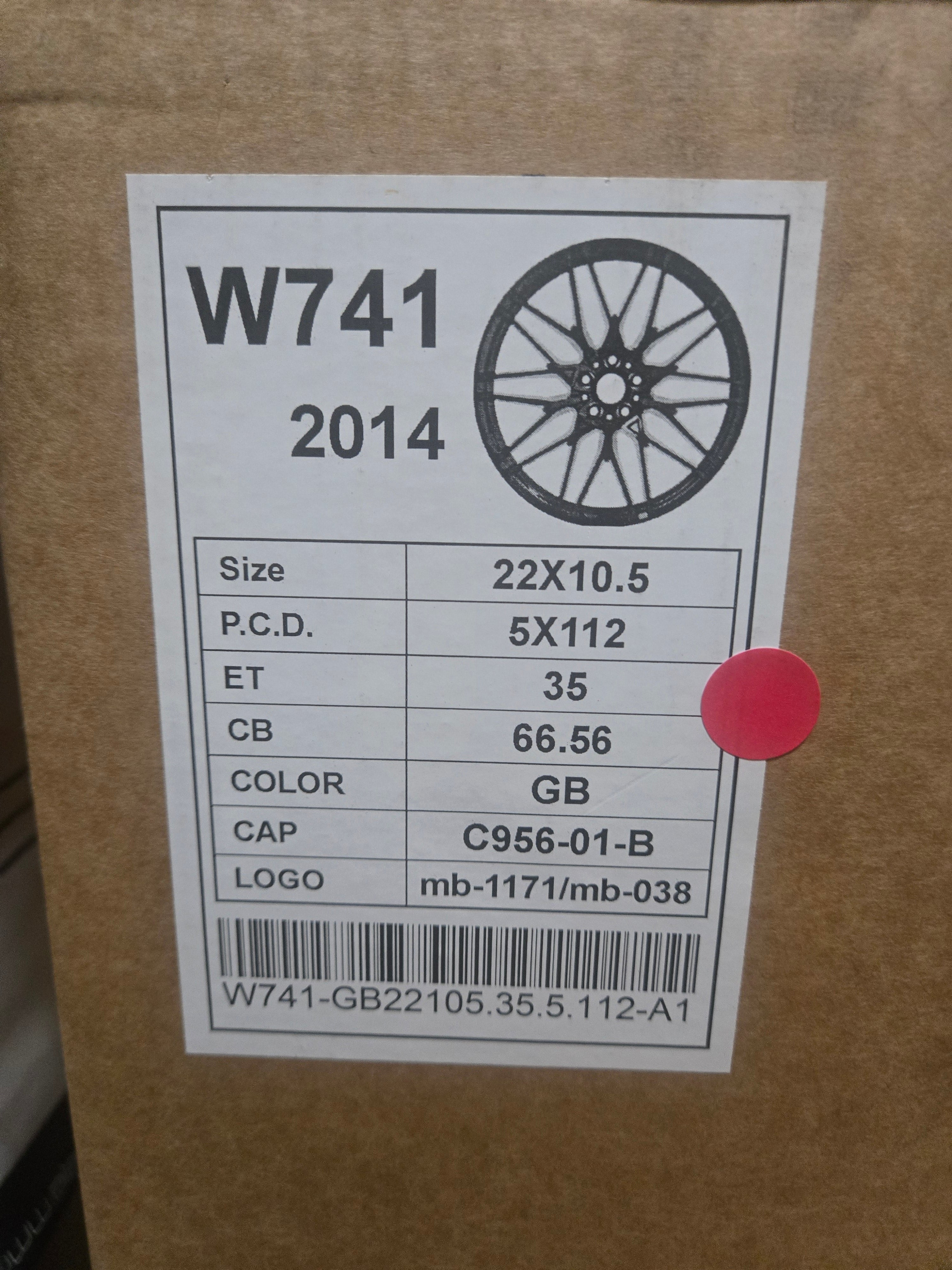 W741 22X10.5 5X112 GLOSS BLACK CB66.6 ET35