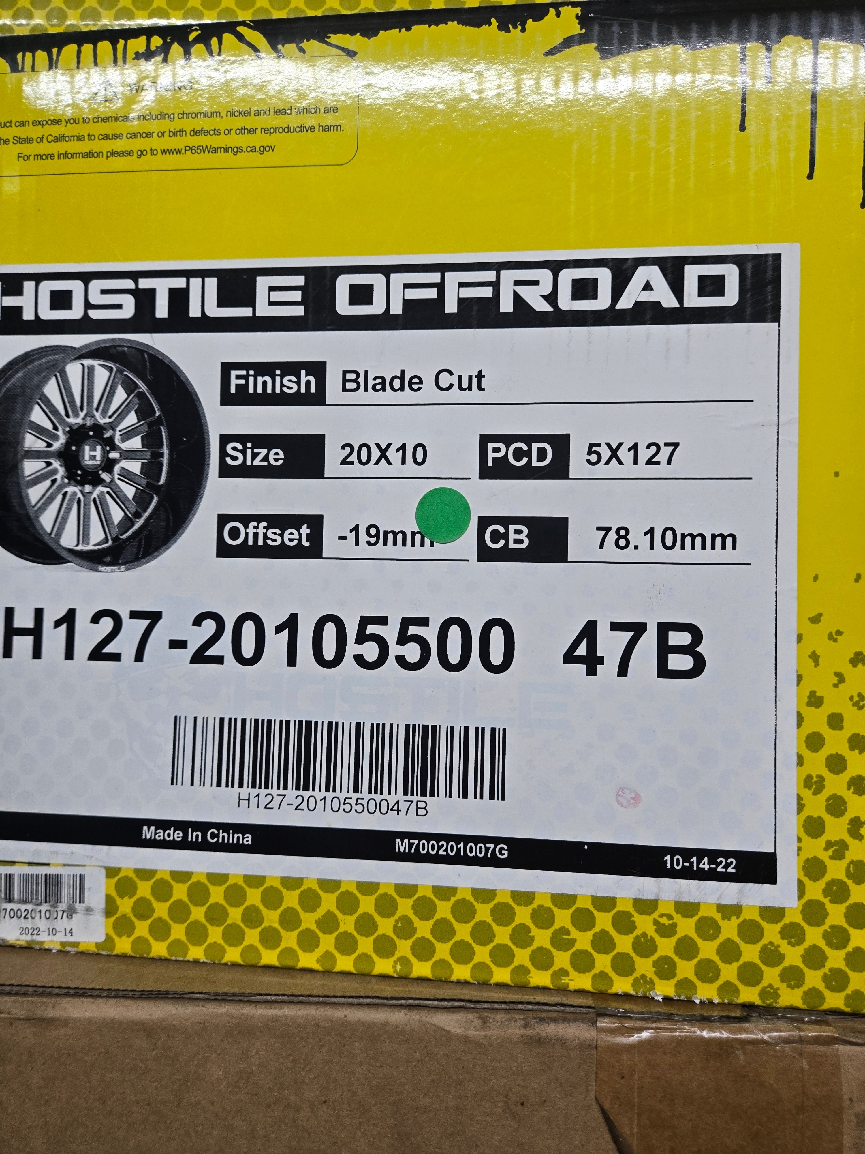 MKW H127 HOSTILE TITAN 20X10.0 5X127 BLADE CUT CB71.1 ET19