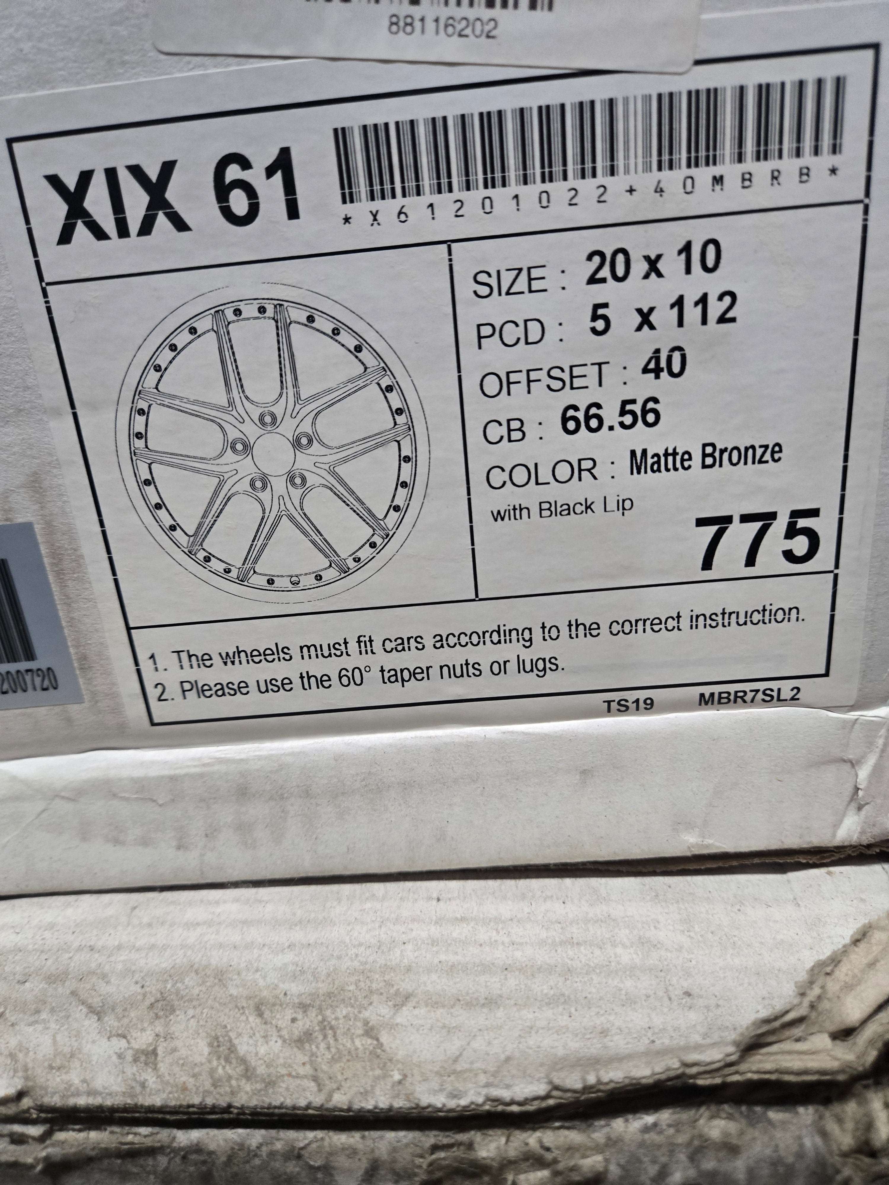 XIX X61 20X10 5X112 MATTE BRONZE BLACK LIP CB66.1 ET40
