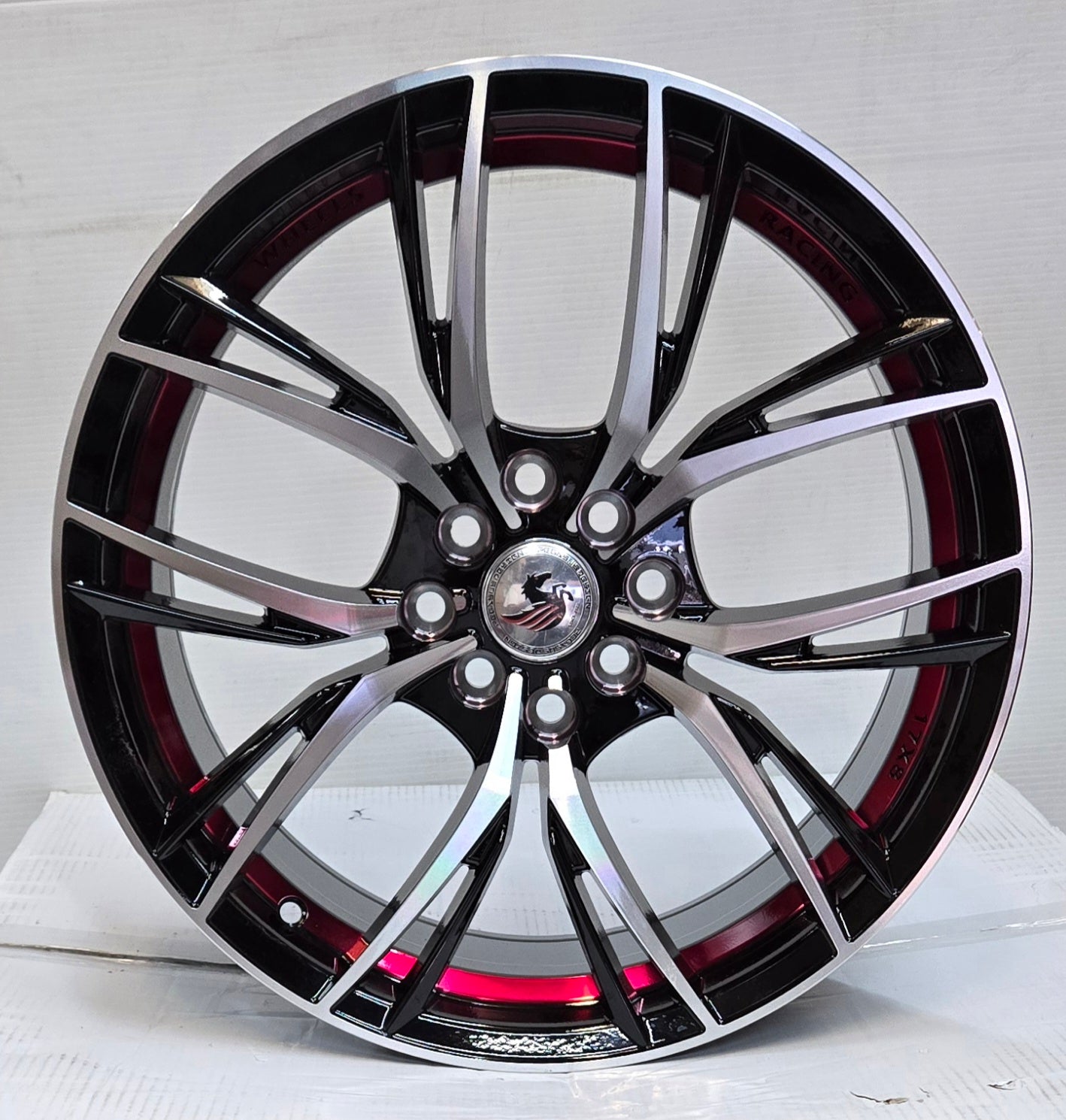 PEGASUS PY990 17X8.0 4X100 4X114.3 GLOSS BLACK RED UNDER CUP CB73.1 ET35