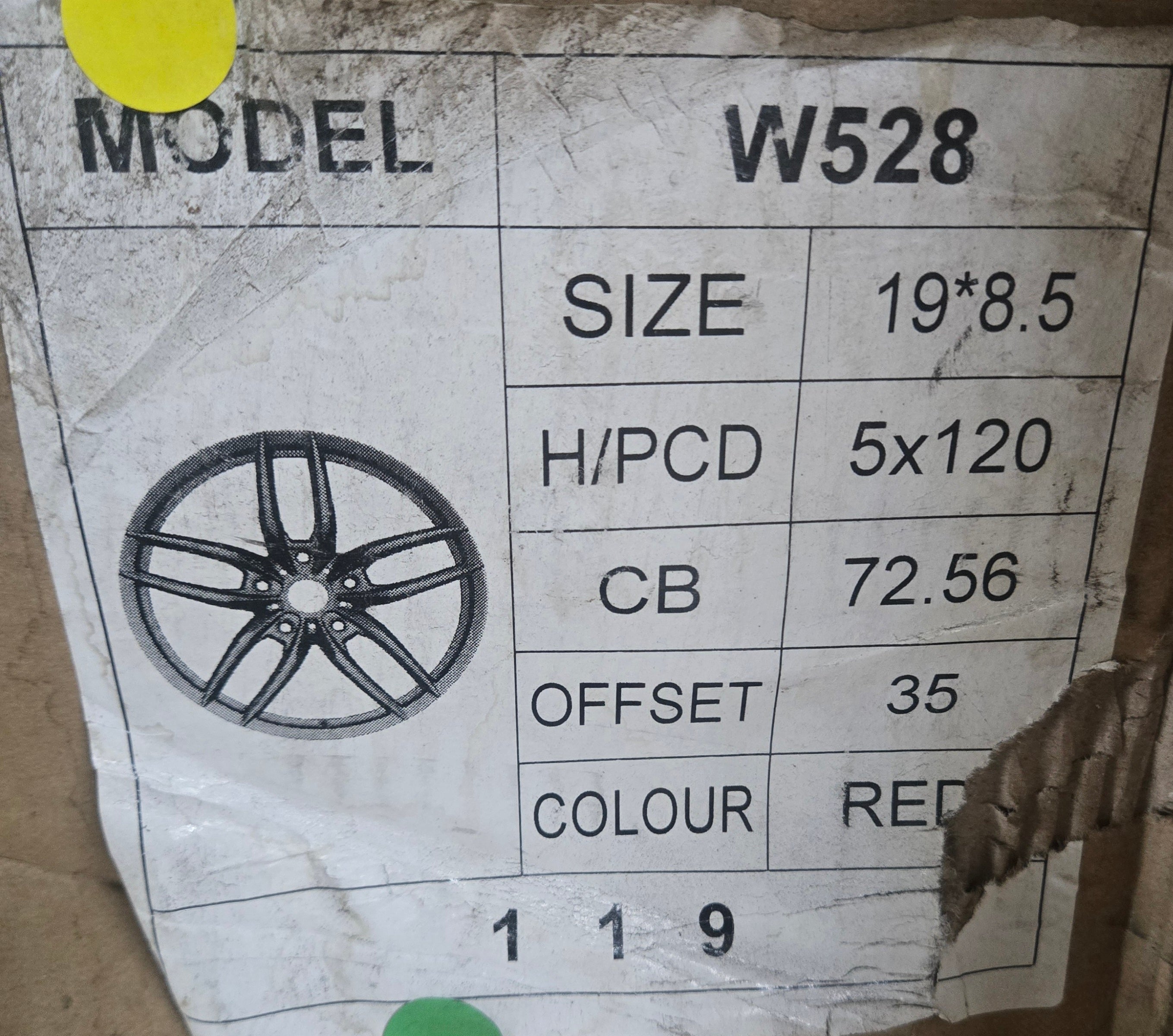 W528 19X8.5 5X120 RED CB72.56 ET35