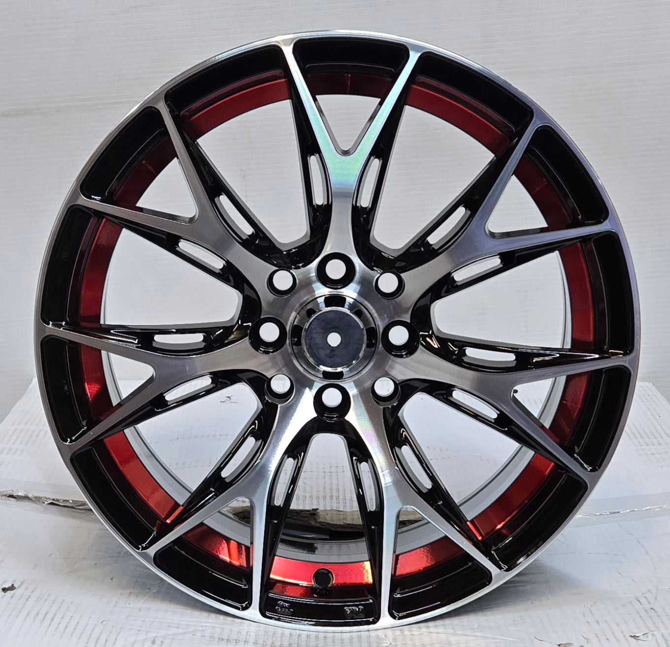 NISOSHI NS-0090 16X7.0 4X100 4X114.3 BLACK MACHINED FACE RED UNDERCUT CB73.1 ET35