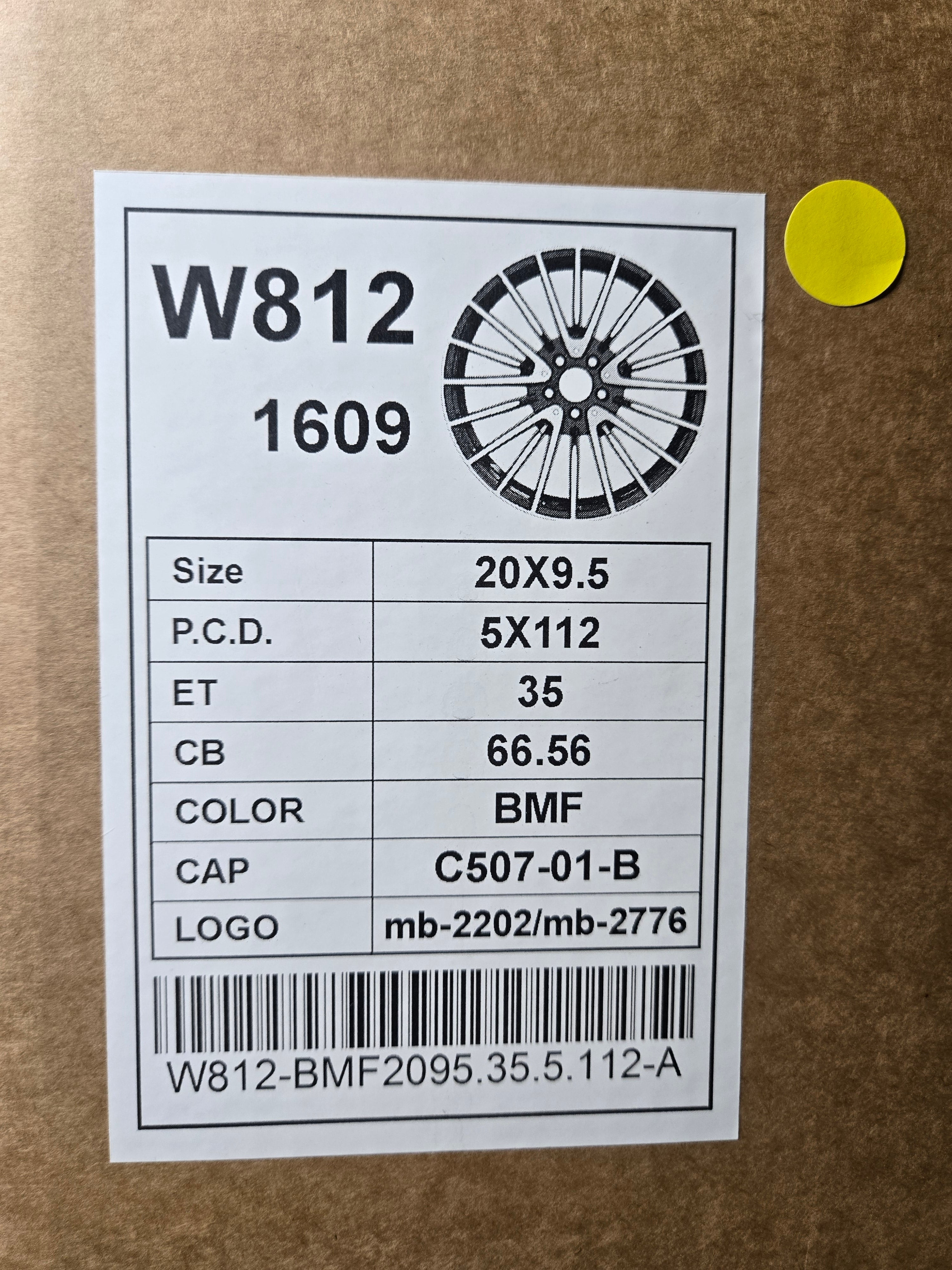 W812 20X9.5 5X112 PIANO BLACK MACHINED CB66.6 ET35