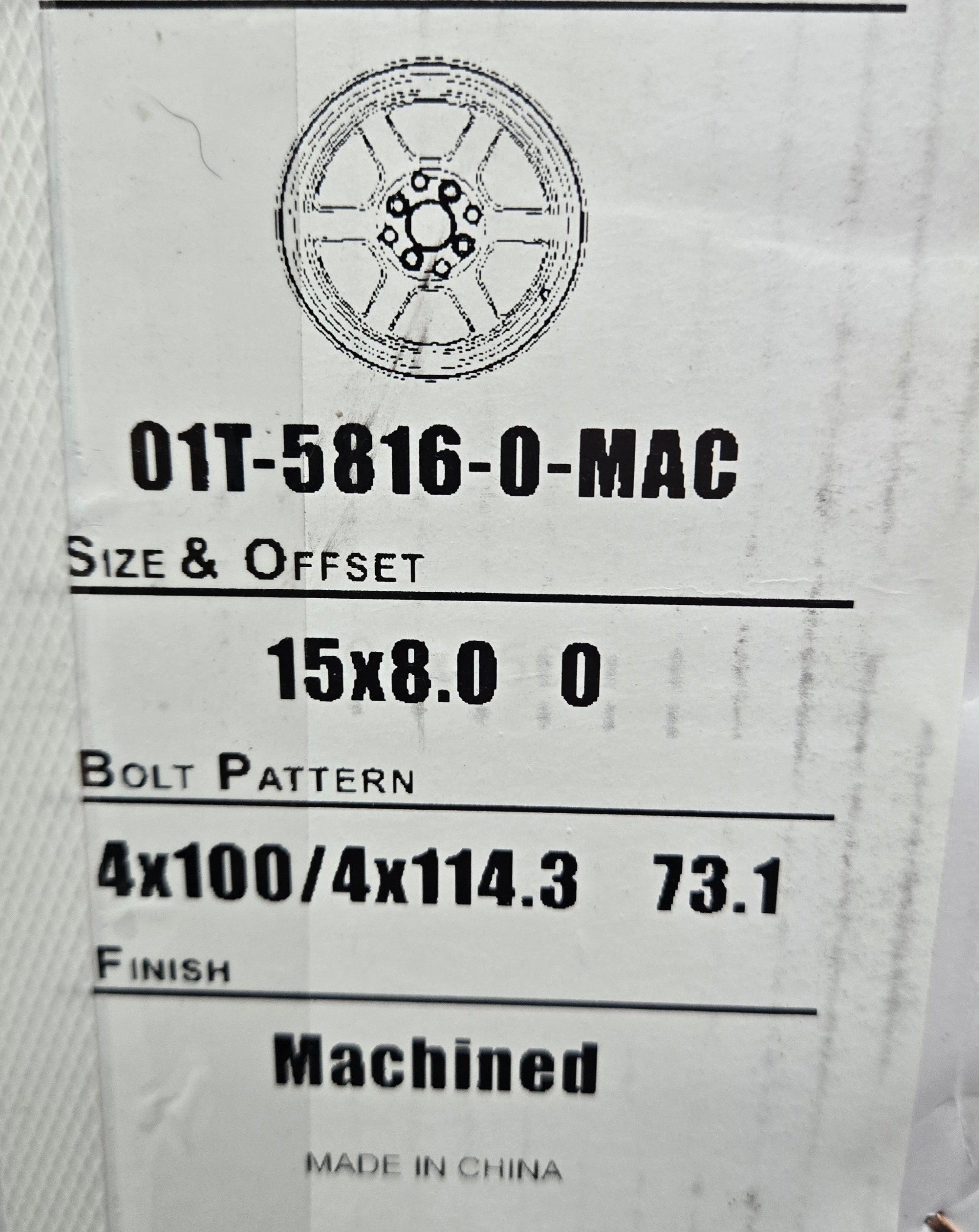 MST 01T 15X8.0 4X100 4X114.3 MACHINED CB73.1 ET-0