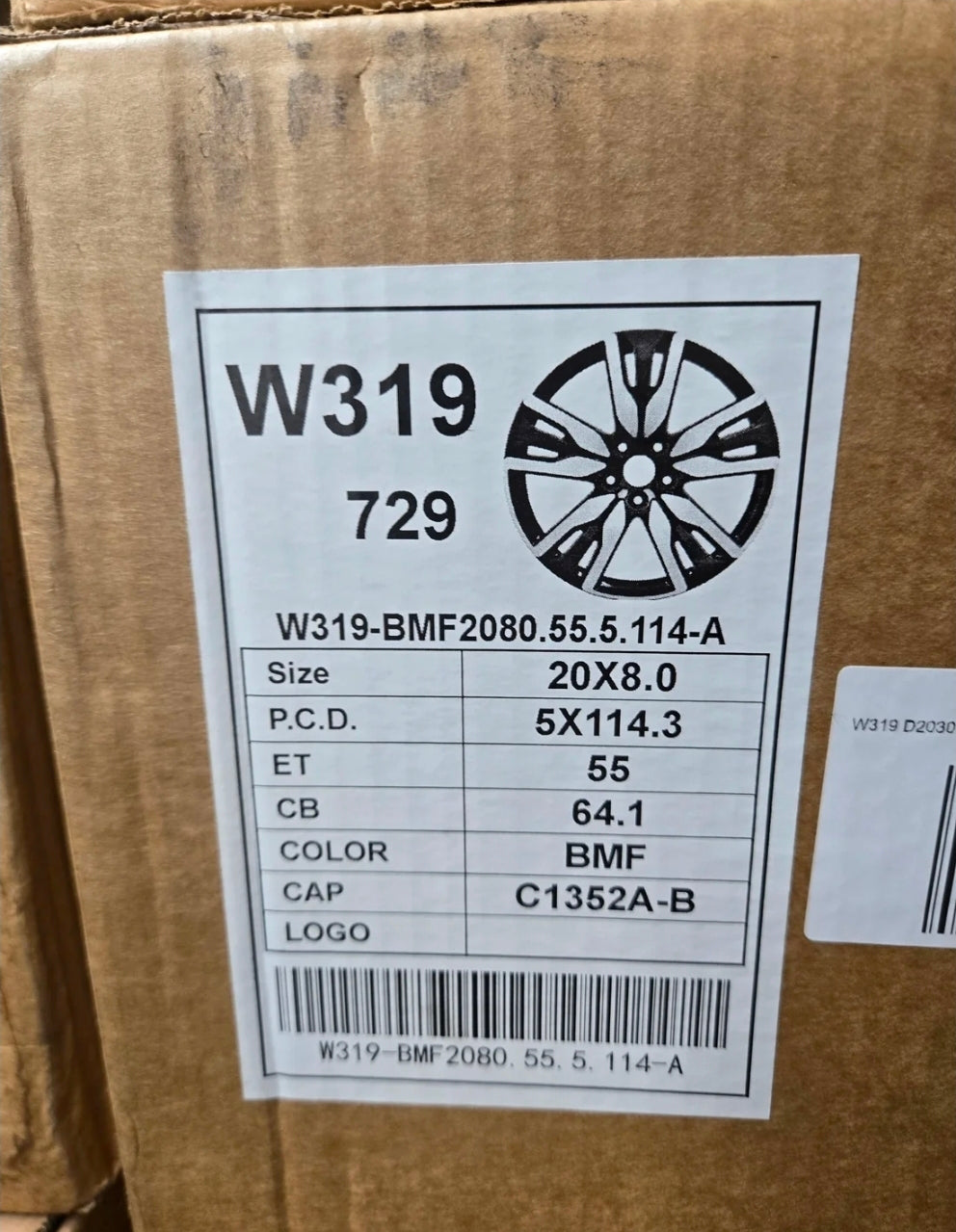 W319 20X8.0 5X114.3 BLACK MACHINED FACE CB64.1 ET55
