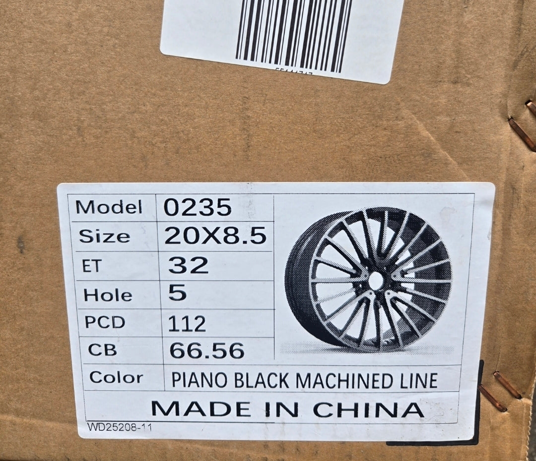 OE-0235 20X9.5 5X112 PIANO BLACK MACHINED LIP CB66.56 ET38
