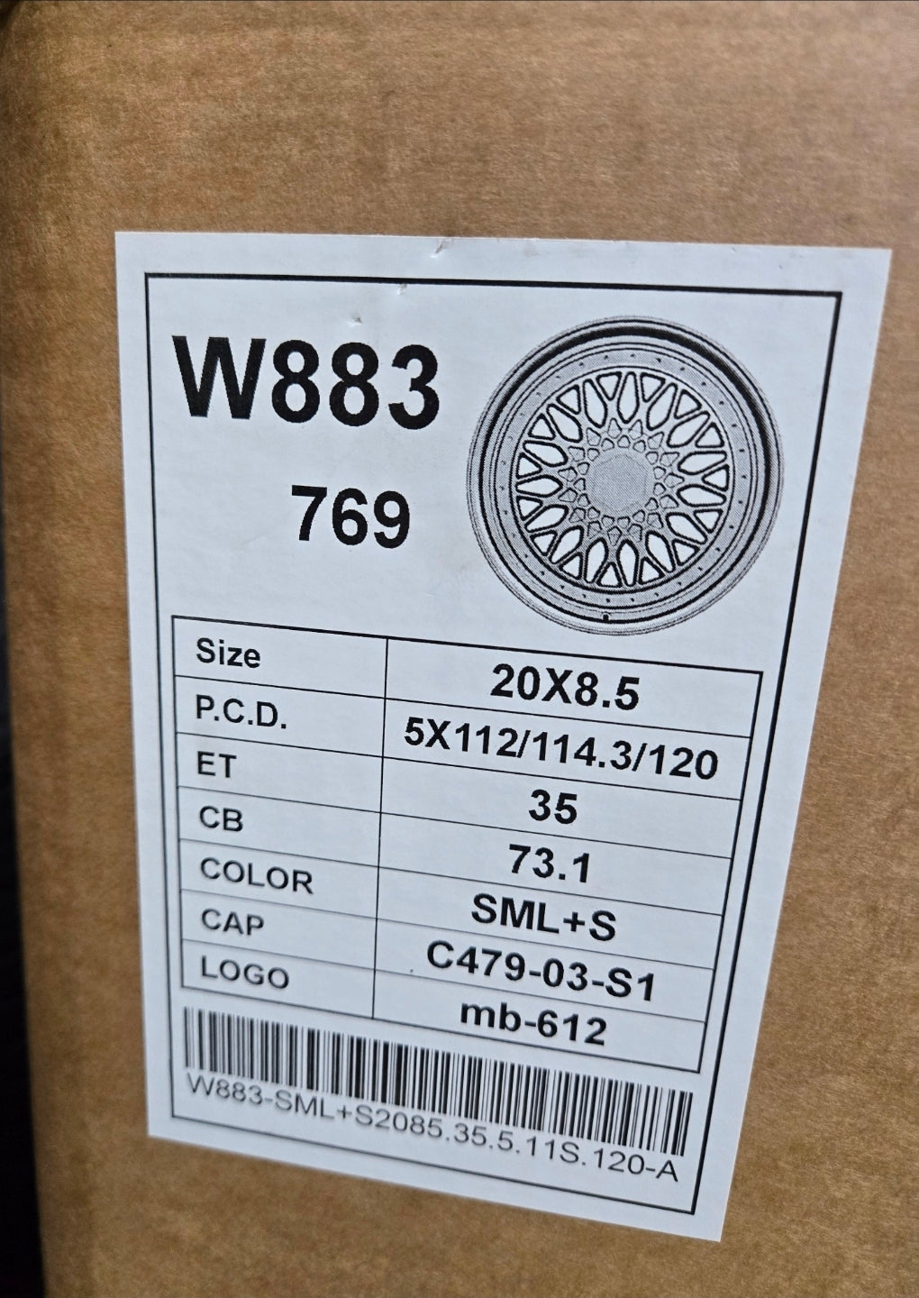 W883 20X8.5 5X112 5X114.3 5X120 SILVER MACHINED LIP CB73.1 ET35