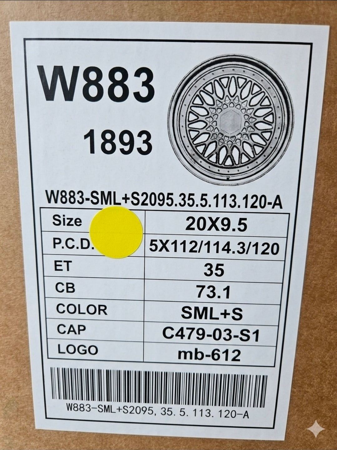 W883 20X9.5 5X112 5X114.3 5X120 SILVER MACHINED LIP CB73.1 ET35