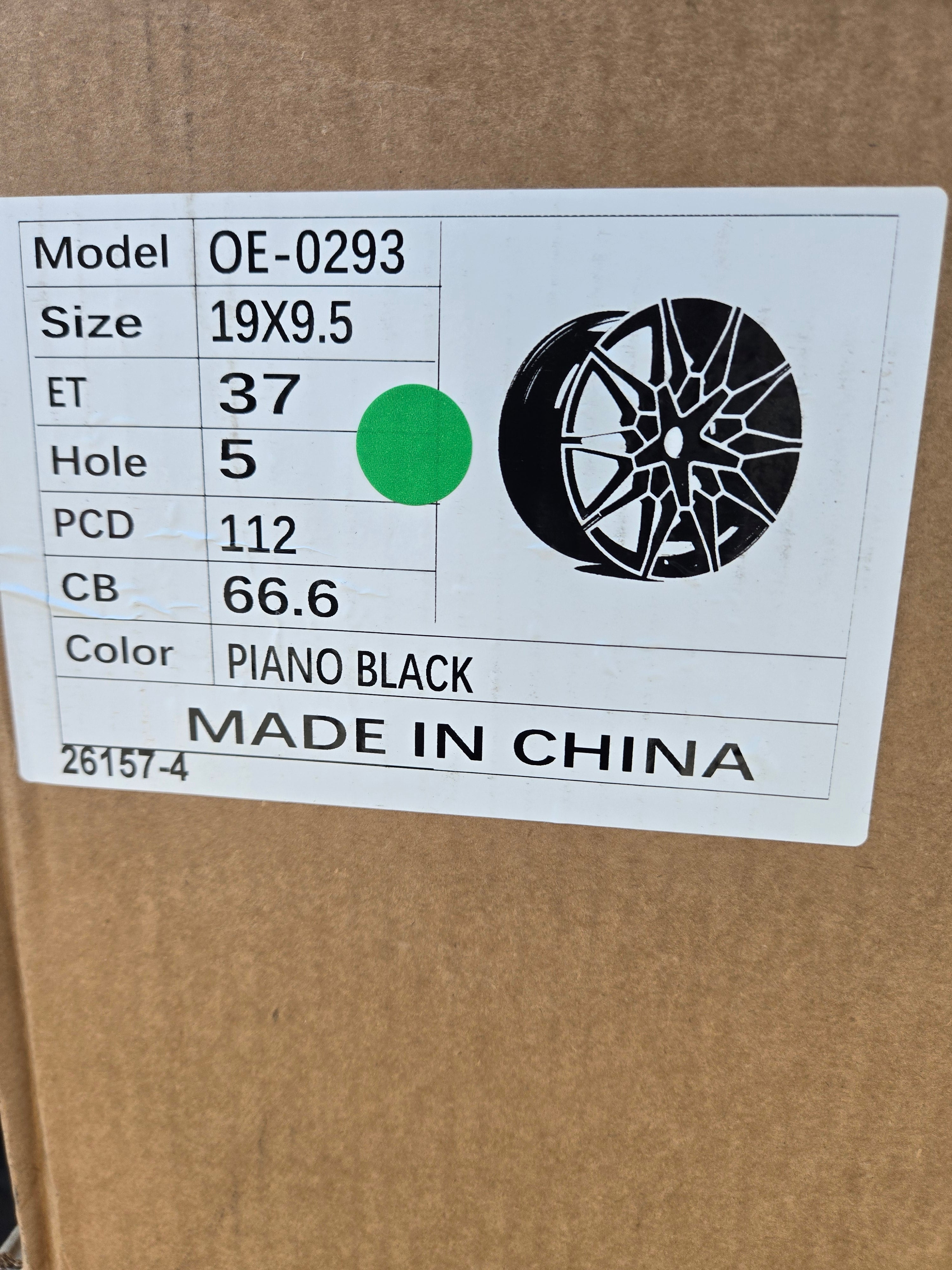 OE-0293 826M 19X9.5 5X112 PIANO BLACK CB66.6 ET38