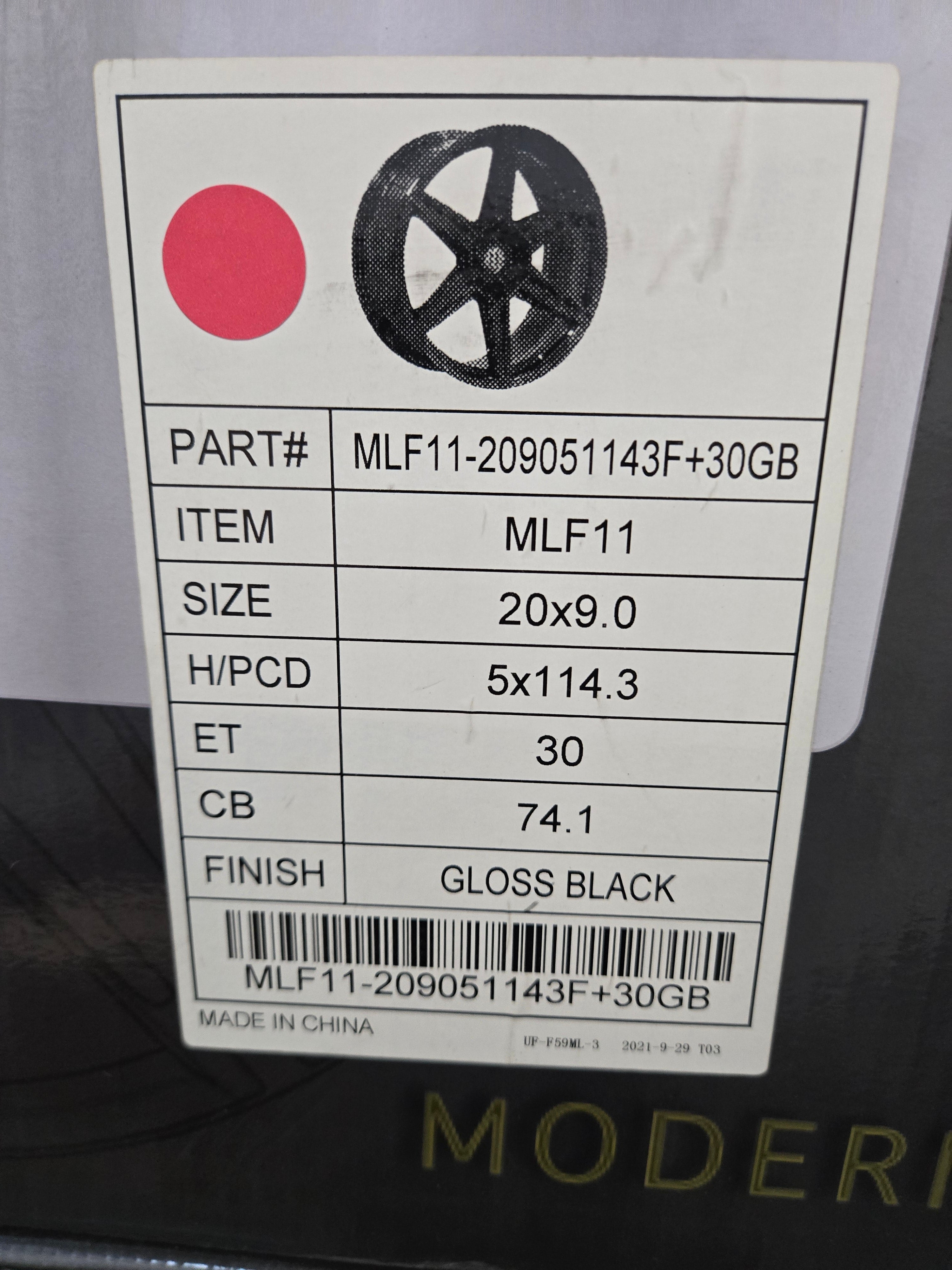 MODERN LEXURY MLF11 20X9 5X114.3 GLOSS BLACK CB74.1 ET30