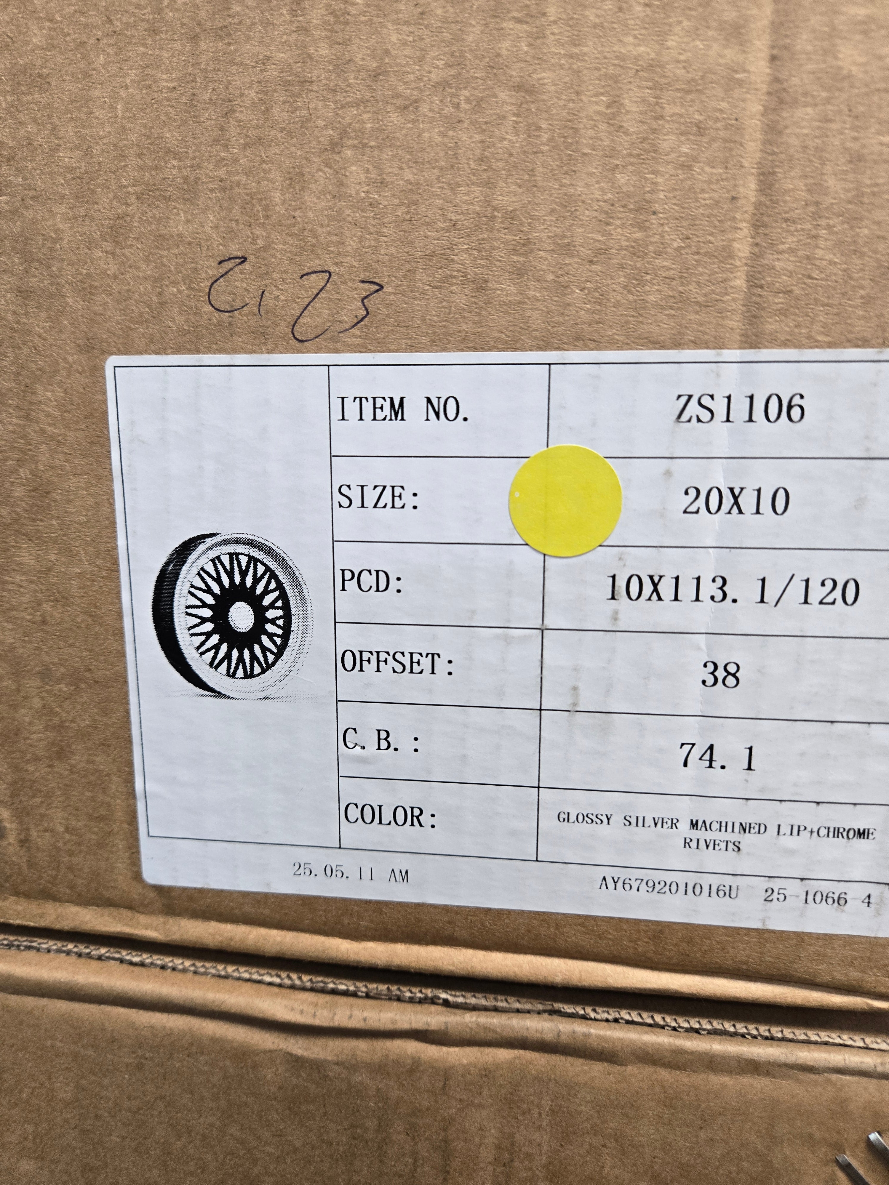 ZS1106 20X10.0 5X112 5X114.3 5X120 SILVER CB74.1 ET38