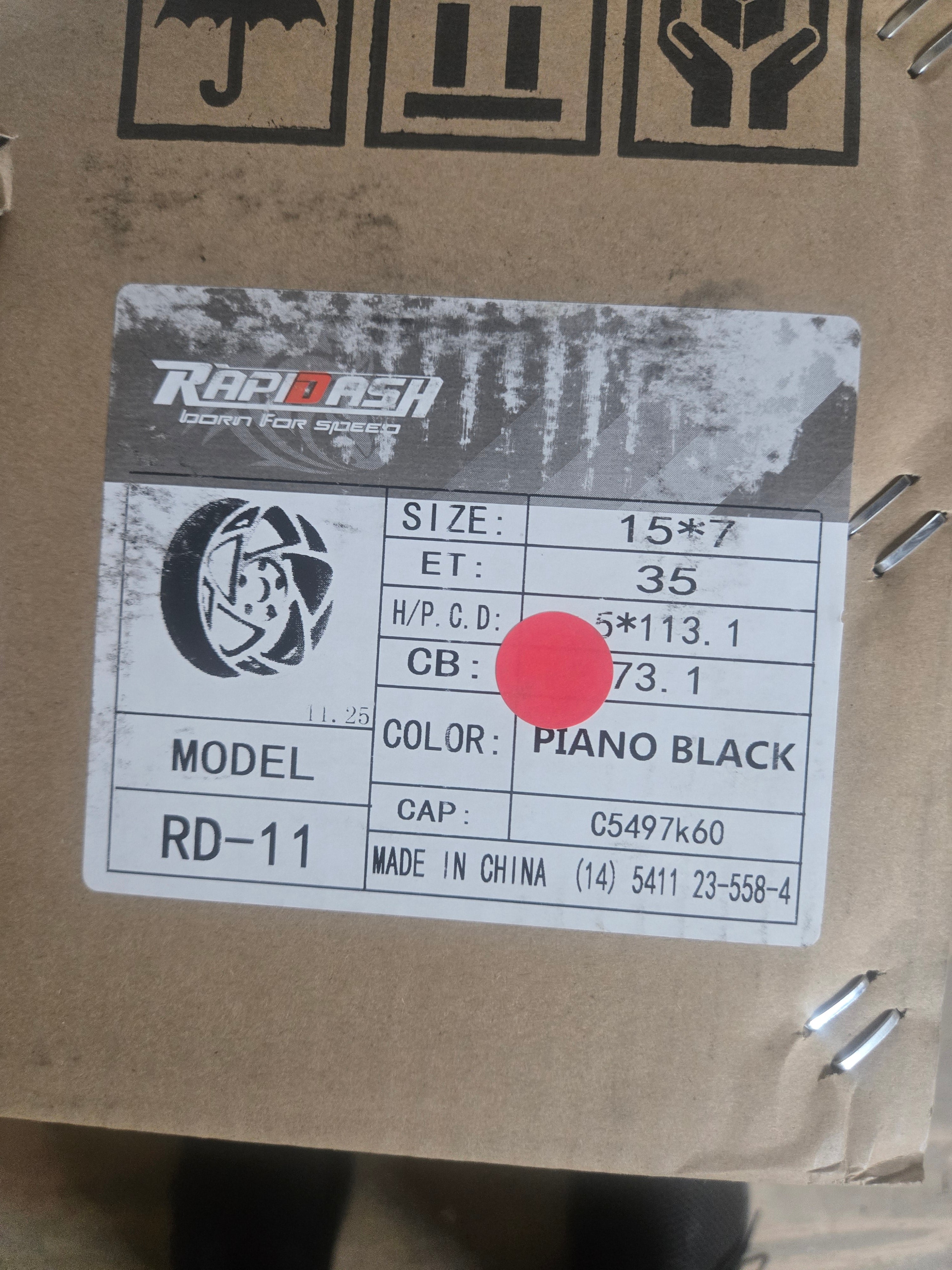 RAPIDASH RD-11 15x7.0 5x112 5x114.3 GLOSS BLACK CB73.1 ET35