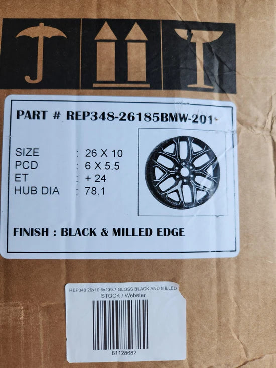 REP348 26x10 6x139.7 GLOSS BLACK AND MILLED CB78.1 ET24