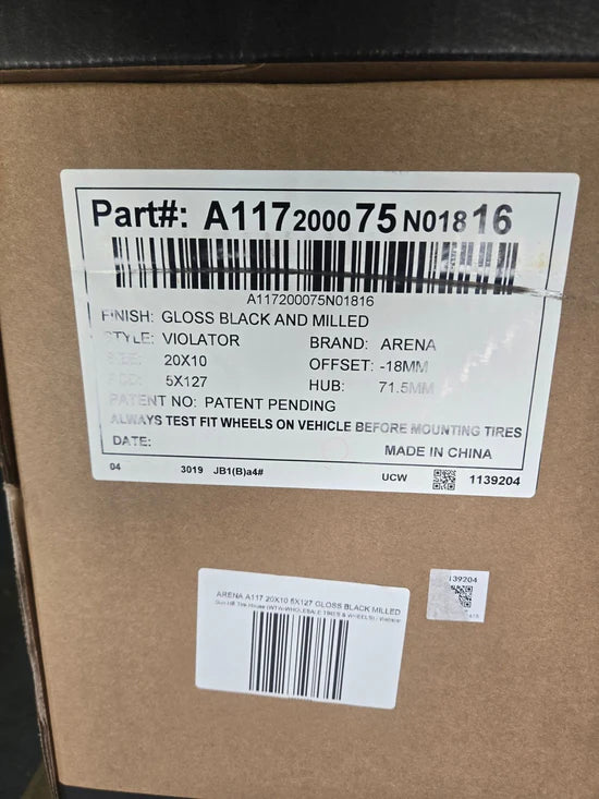 ARENA A117 20X10 5X127 GLOSS BLACK MILLED CB71.1 ET18