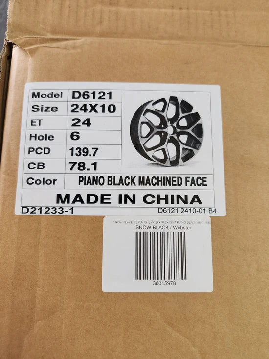 D6121 24X10 6X139.7 PIANO BLACK MACHINED FACE CB78.1 ET24