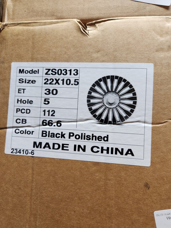 OE-0313 22X10.5 5X112 GLOSS BLACK MACHINE FACE WITH FLOATING CAP CB66.1 ET30