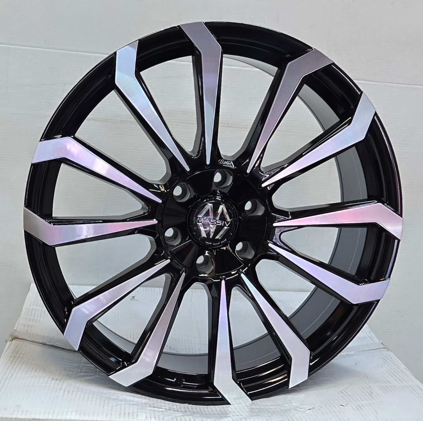 MAS929 22X9.0 6X135 6X139.7 BLACK MACHINED TITAN CB87.1 ET25