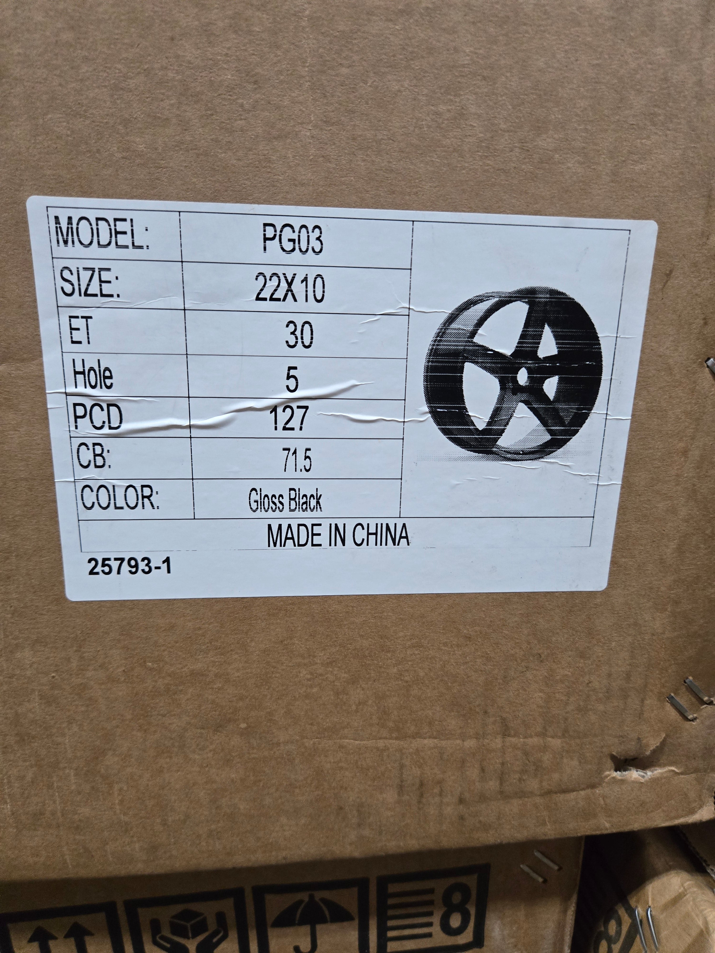 PG03 22X10.0 5X127 GLOSS BLACK CB71.5 ET30