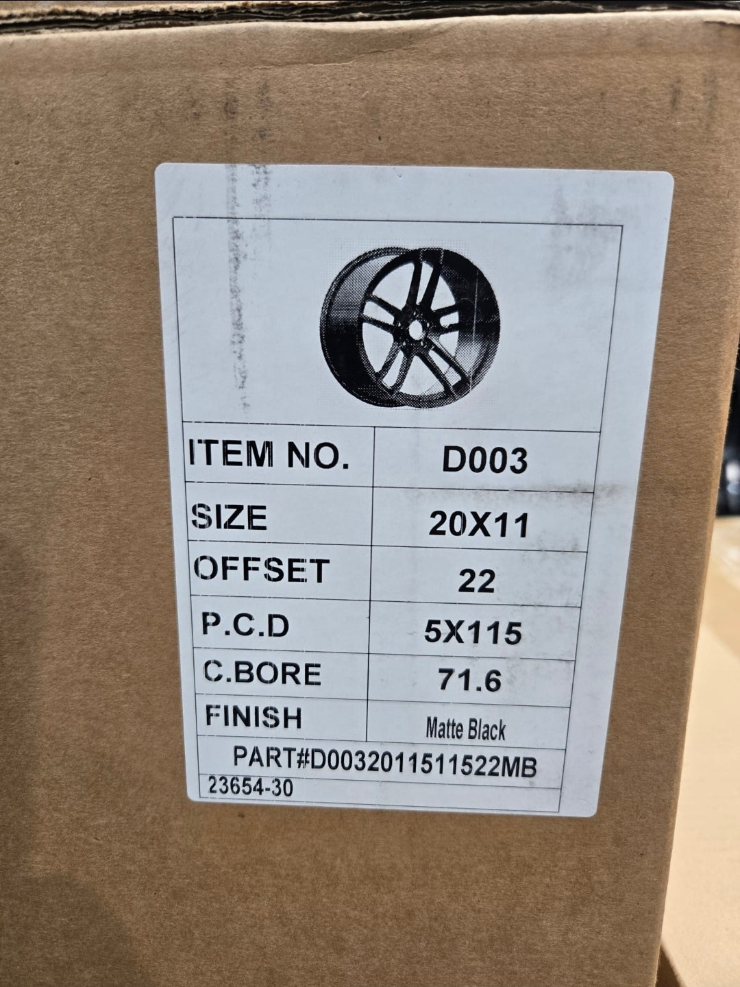 D003 20X11 5X115 MATTE BLACK CB71.6 ET22
