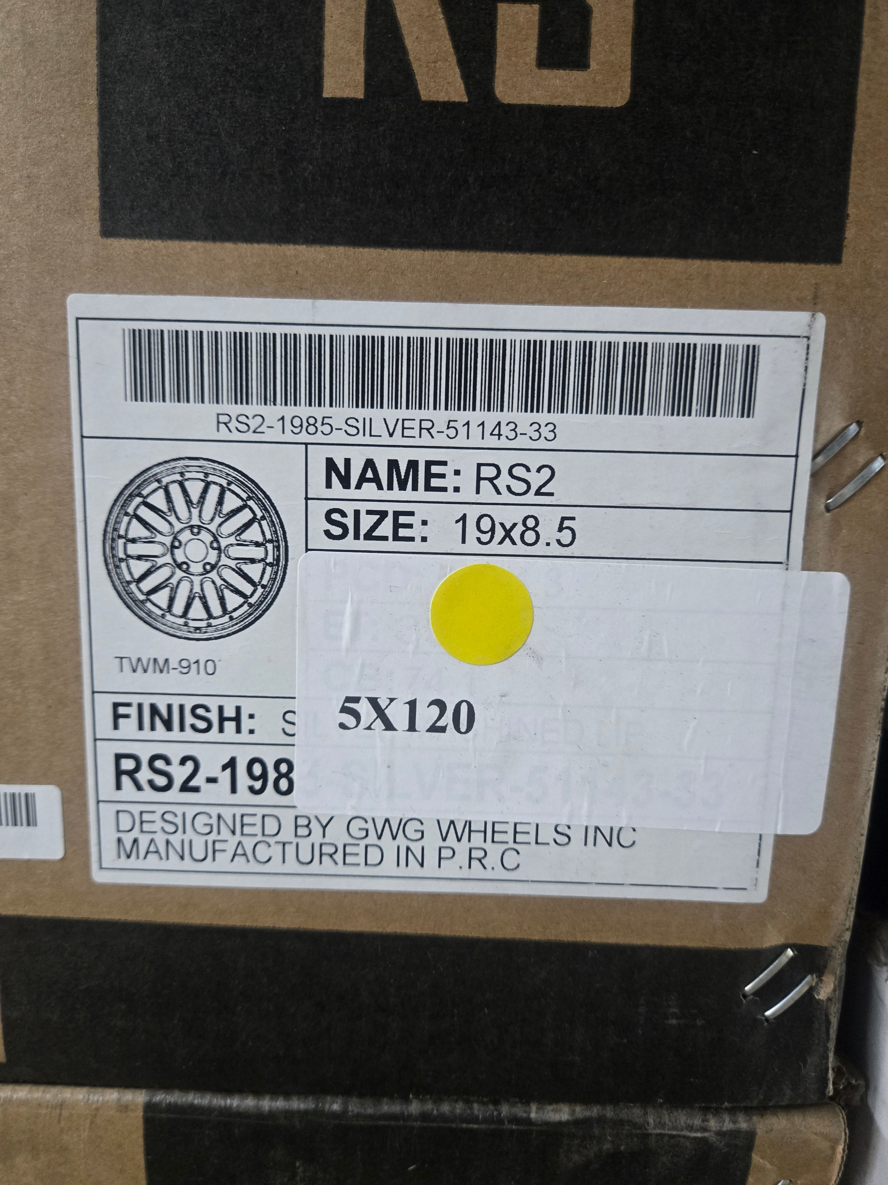 GWG RS2 19X8.5 5X120 SILVER CB74.1 ET33