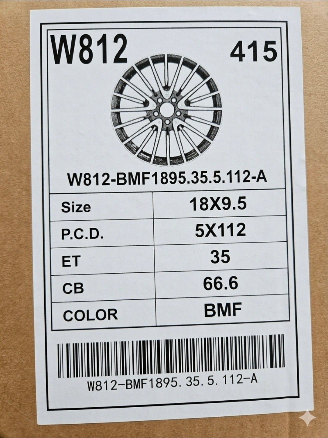 W812 18X9.5 5x112 BLACK MACHINED FACE CB66.1 ET35