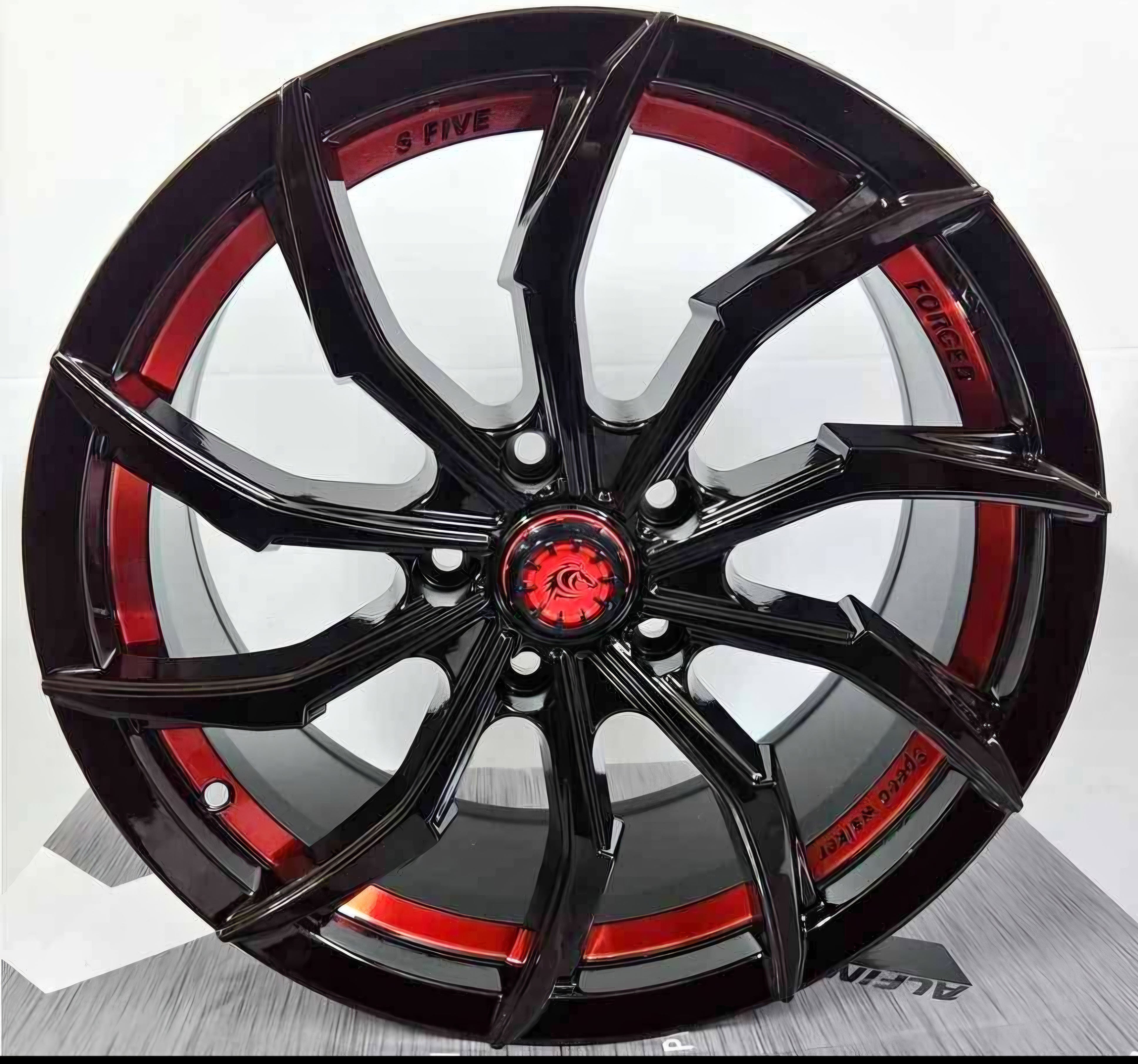 RD16 17X7.5 5X114.3 PIANO BLACK RED UNDERCUT CB73.1 ET35