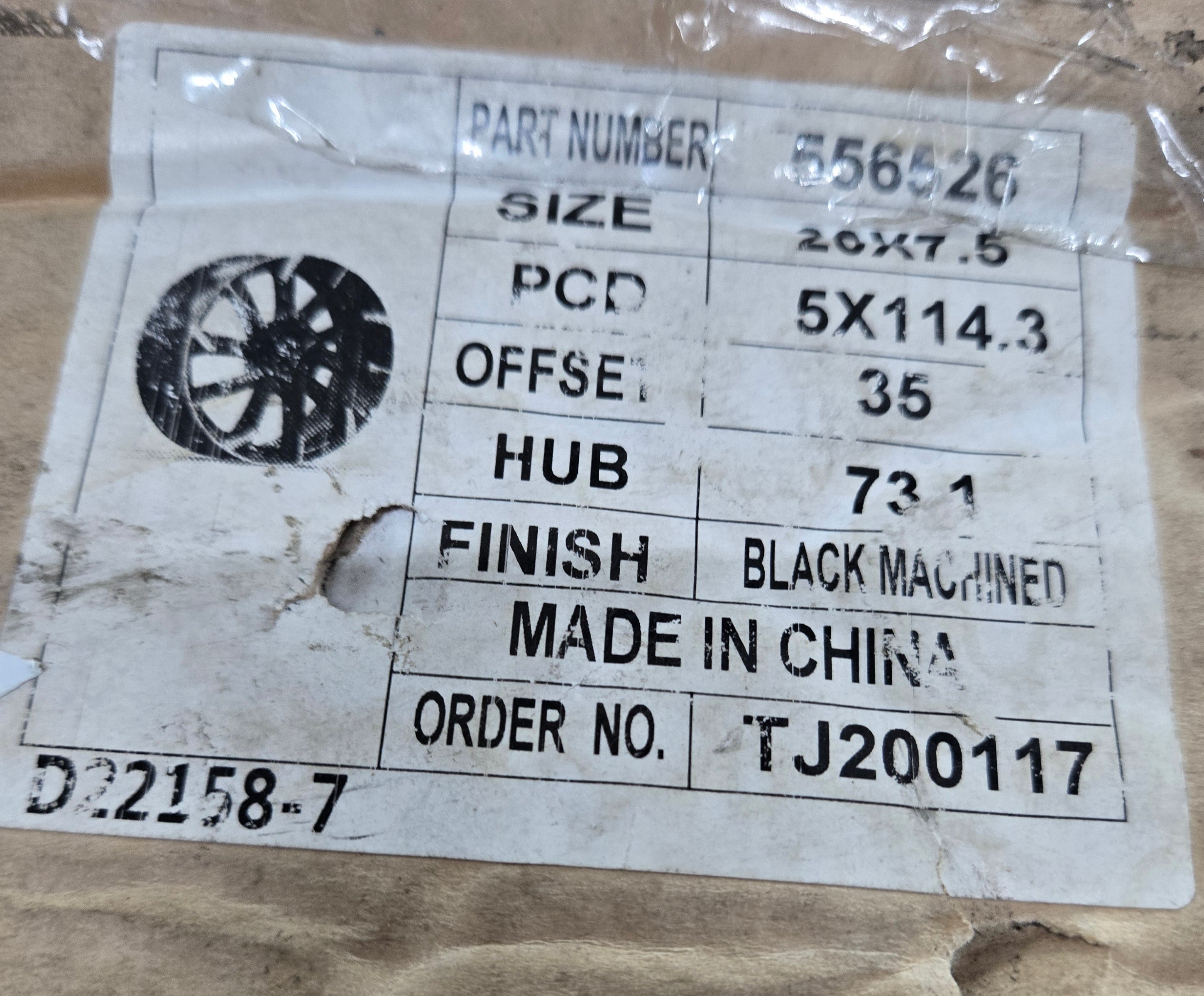 556526 20x7.5 5x114.3 BLACK MACHINED CB73.1 ET35