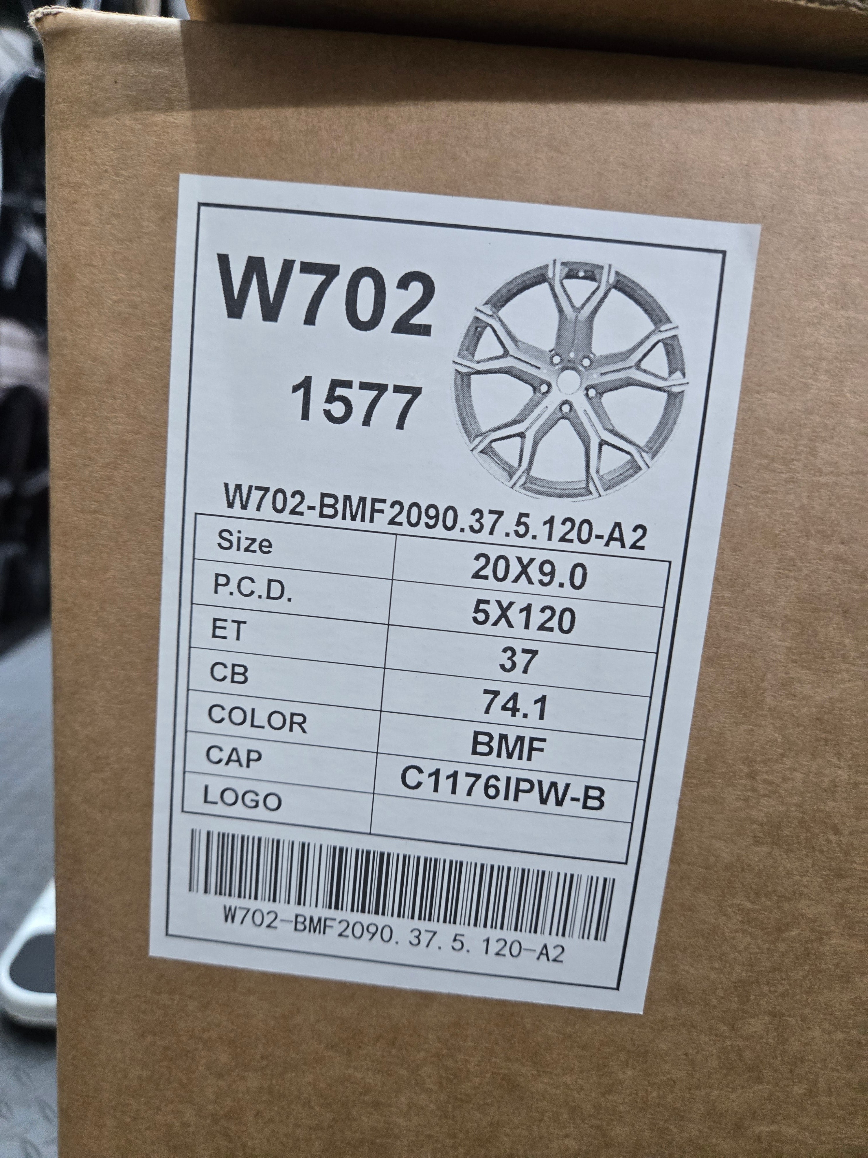 W702 20X9.0 5X120 BLACK MACHINED FACE CB74.1 ET37