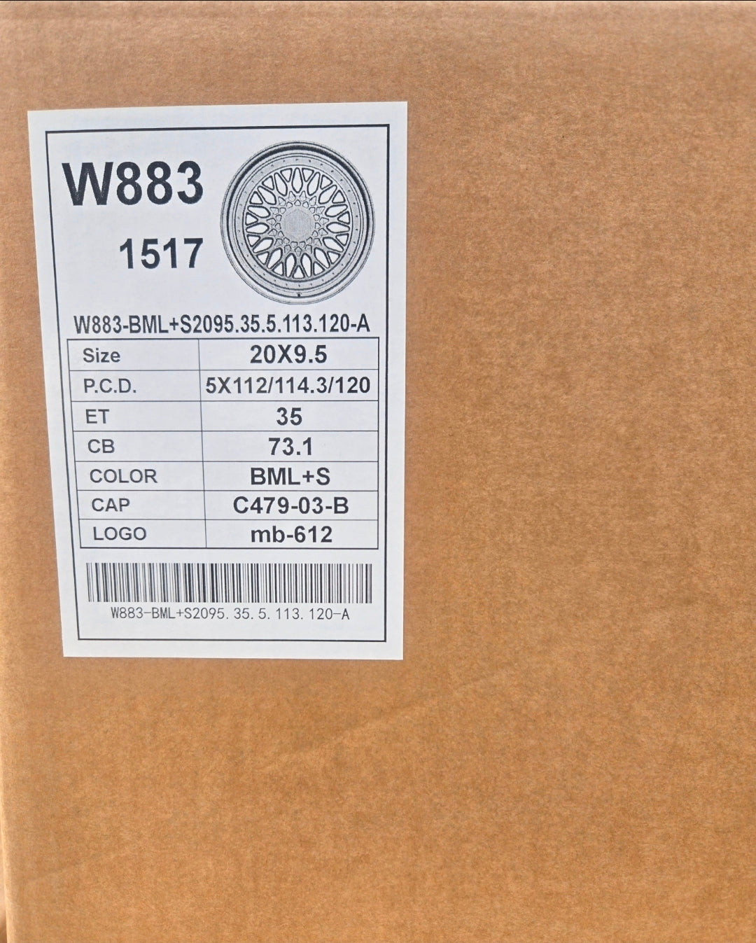 W883 20x9.5 5x112 5x114.3 5x120 BLACK MACHINED FACE CB73.1 ET35