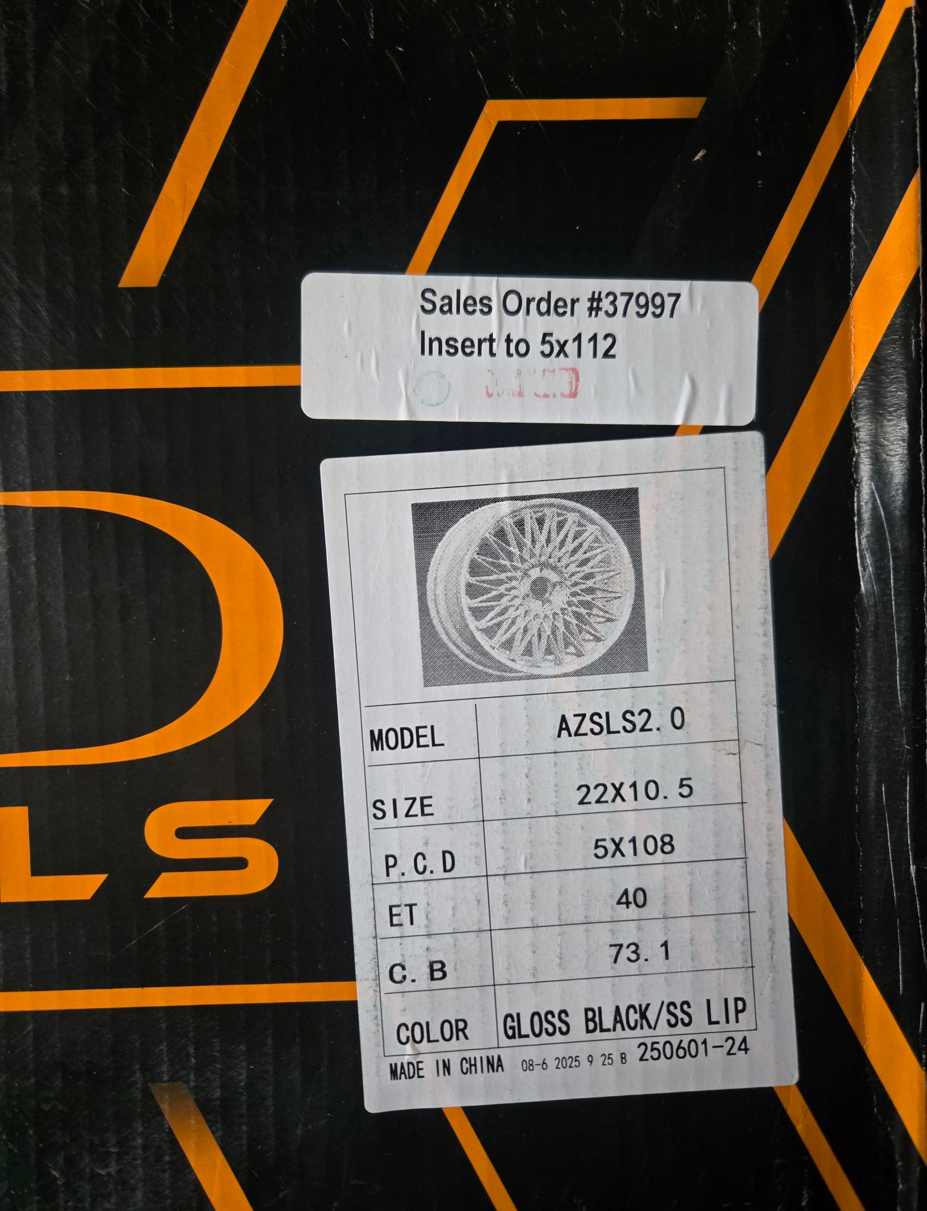 AZAD AZSLS2.0 22X10.5 5X112 GLOSS BLACK SS LIP CB73.1 ET40