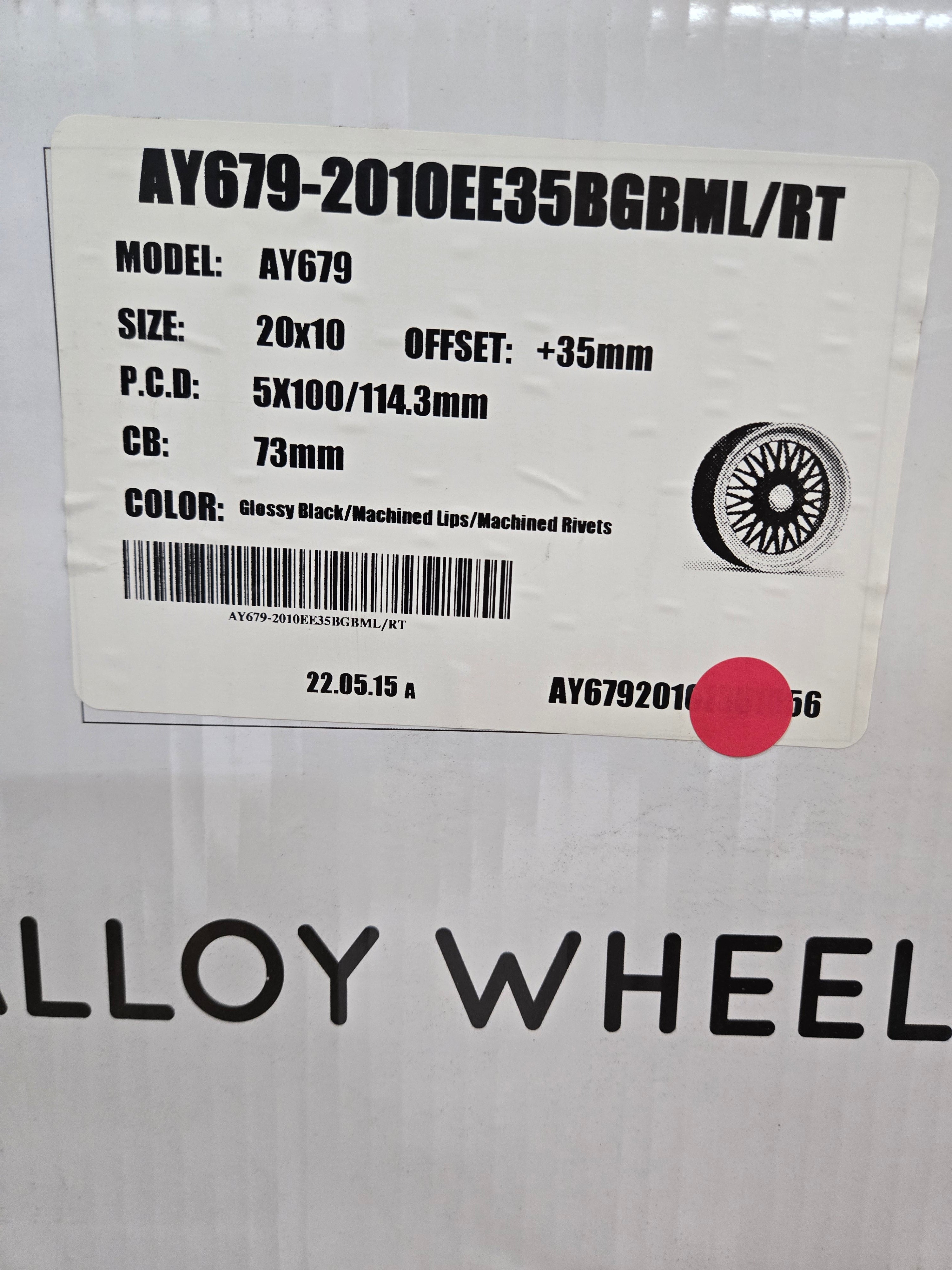 ALFINA AY679 20X10 5X100 5X114.3 BLACK MACHINED FACE CB73.1 ET35