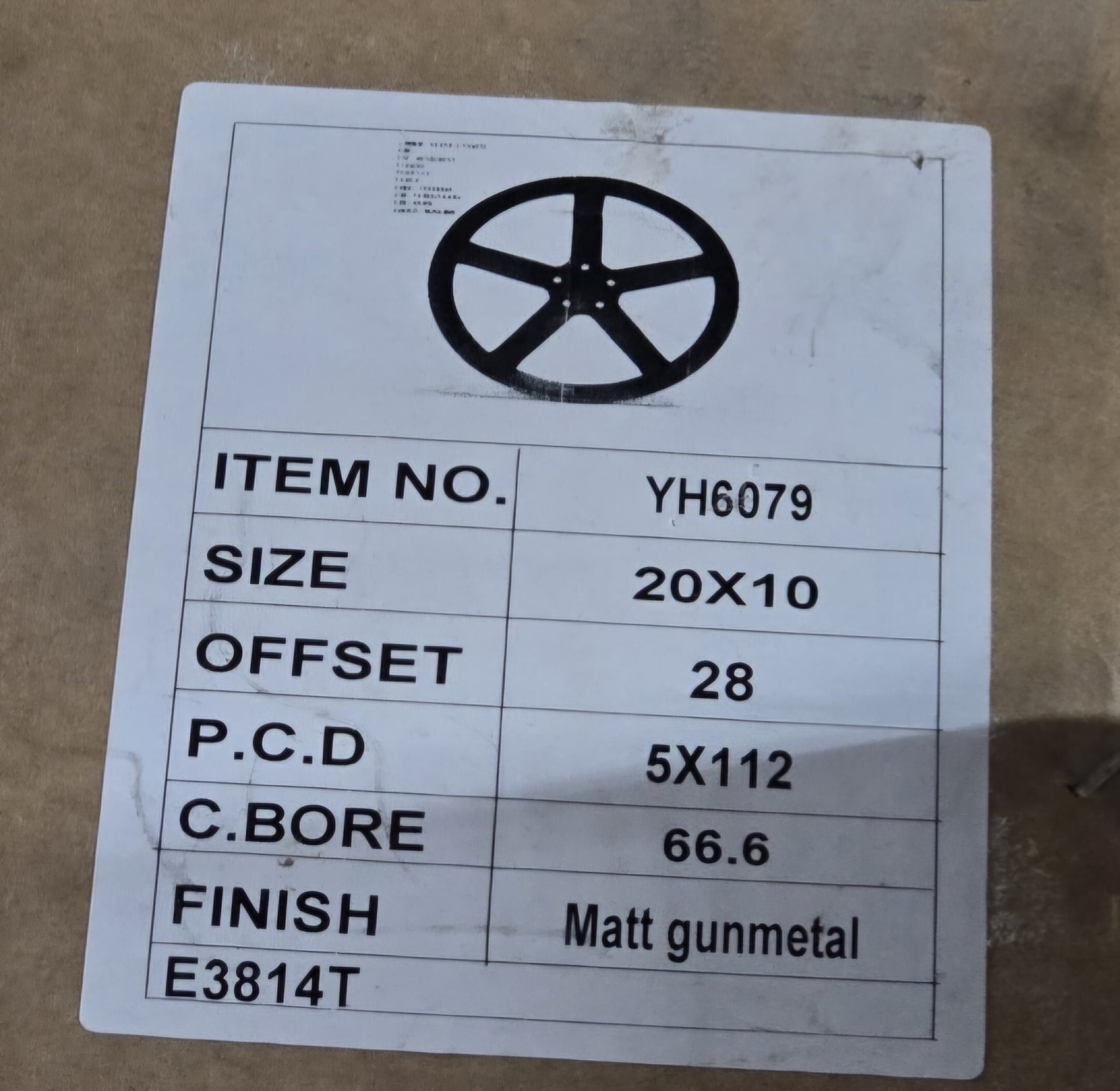 YH6079 20X10.0 5X112 MATT GUNMETAL CB66.6 ET28