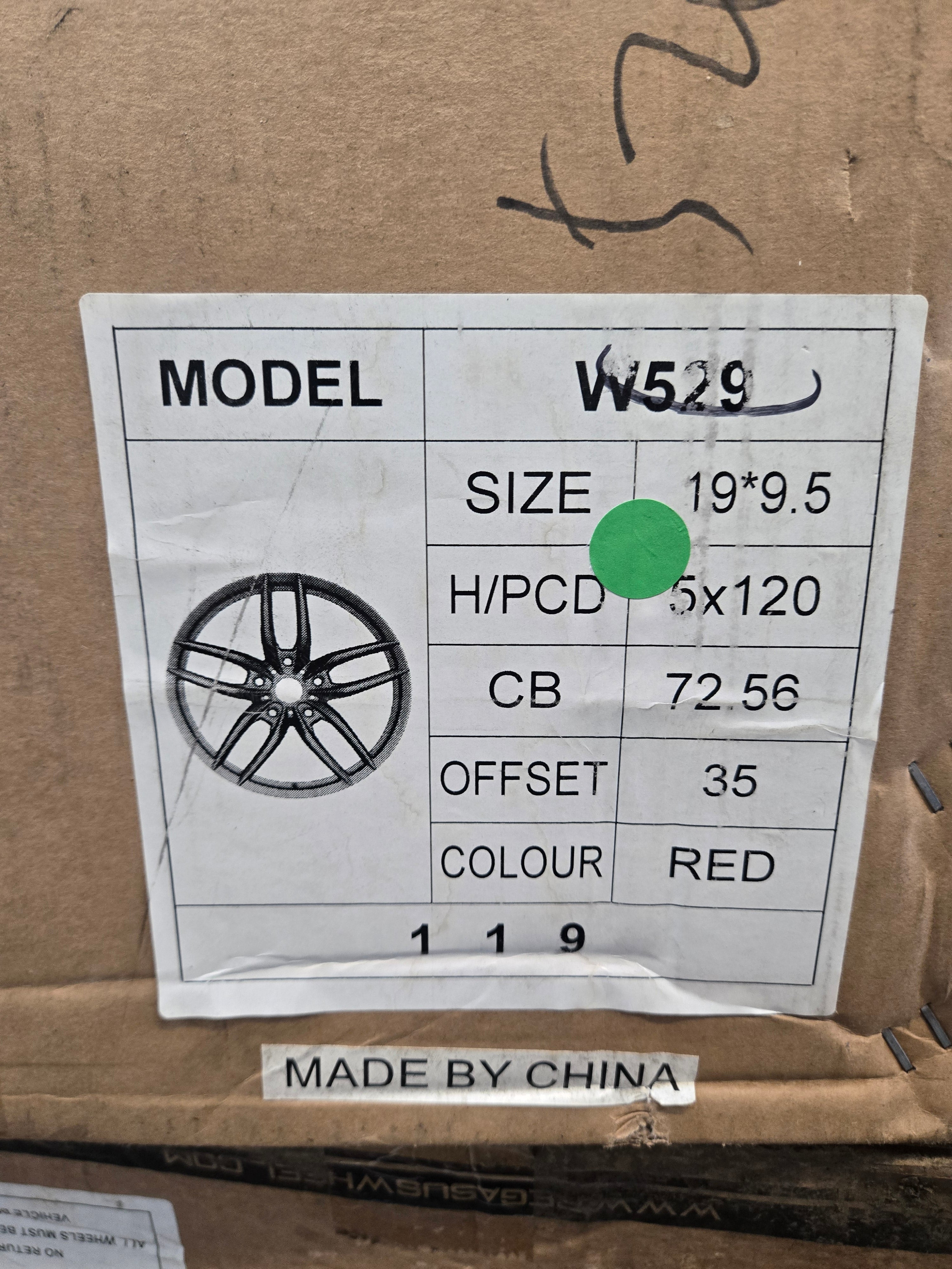W529 19X9.5 5X120 RED CB72.1 ET35
