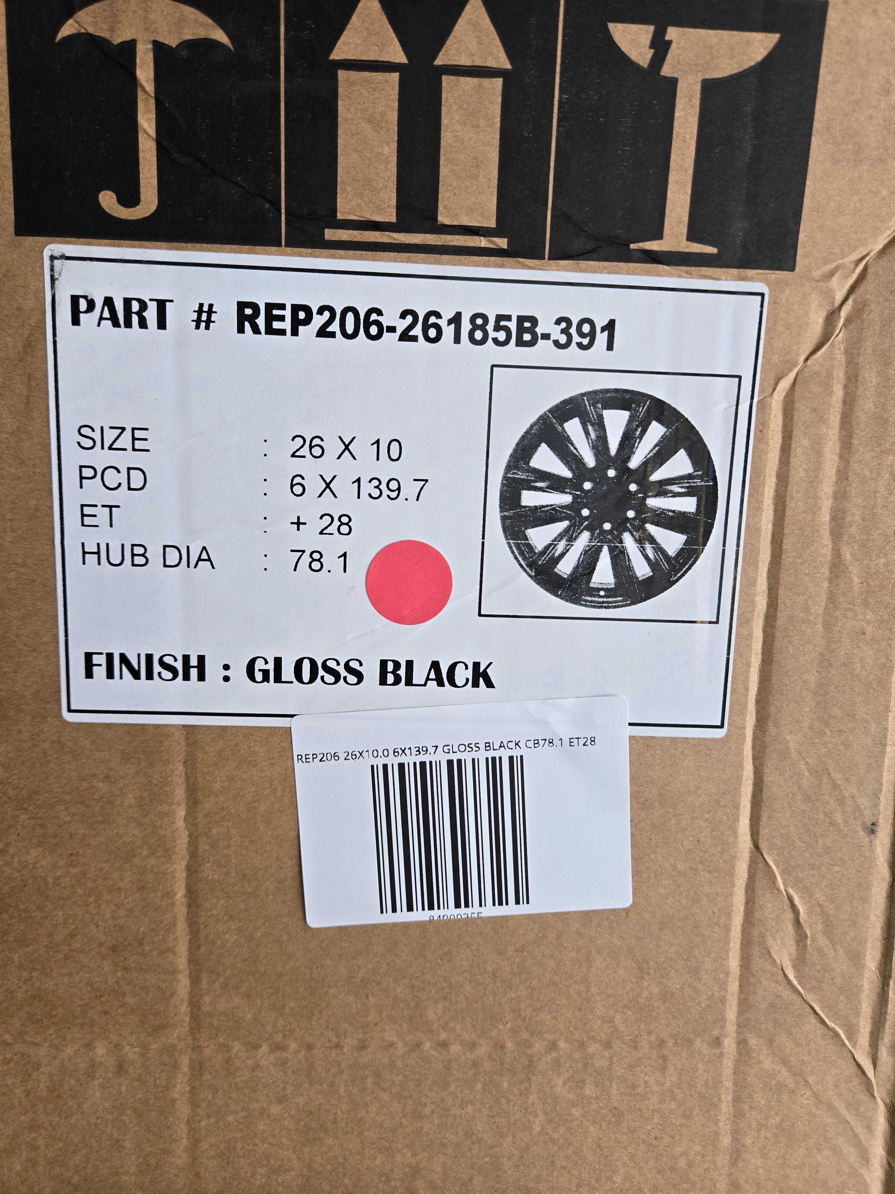 REP206 26X10.0 6X139.7 GLOSS BLACK CB78.1 ET28