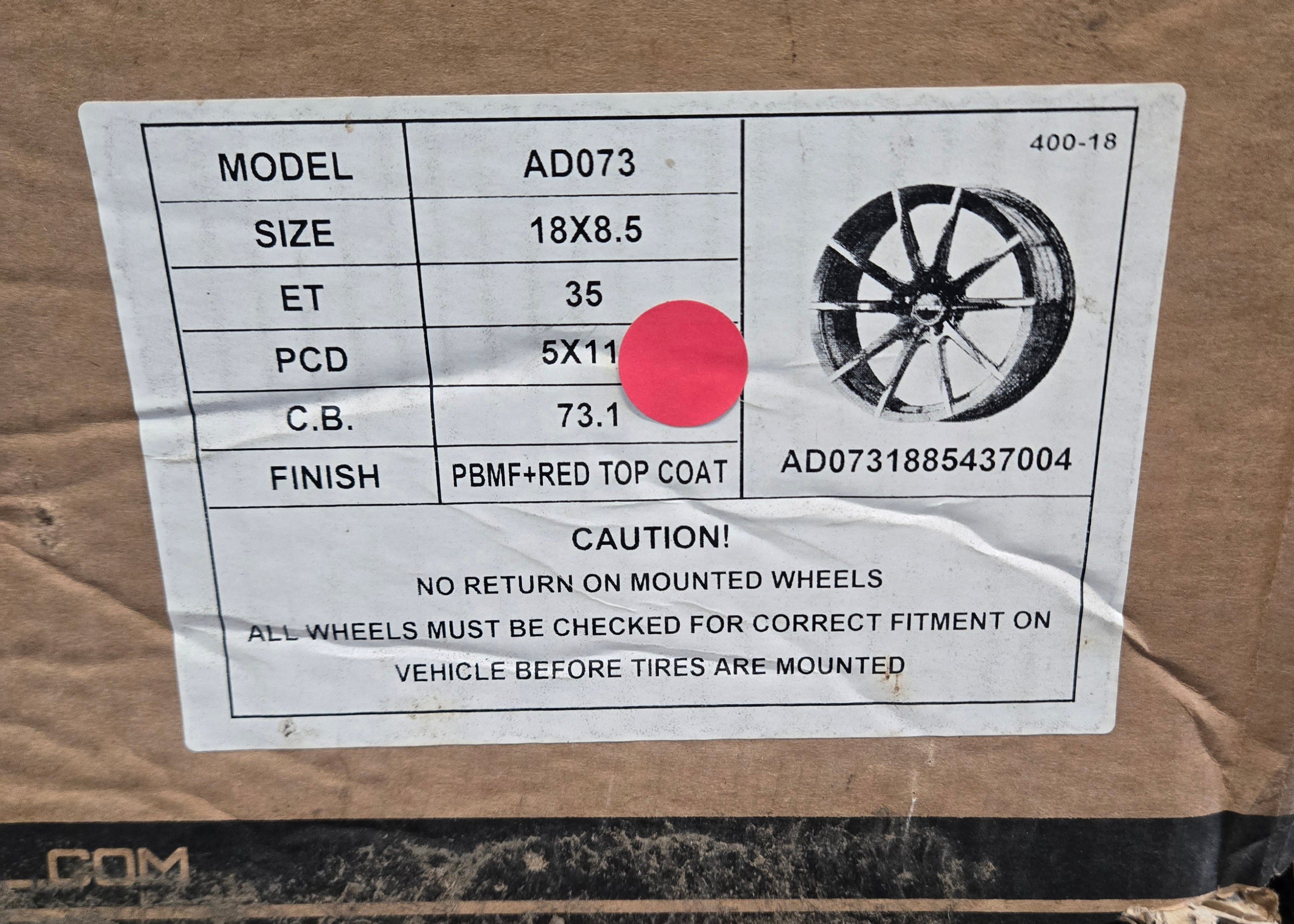 AD073 18X8.5 5X114.3 PBMF RED CB73.1 ET35