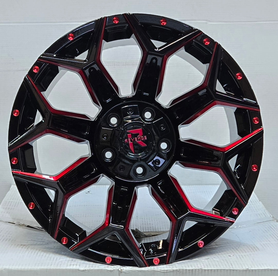 REVENGE RV-202 20X10.0 5X127 5X139.7 BLACK RED MILLED CB87.1 ET19