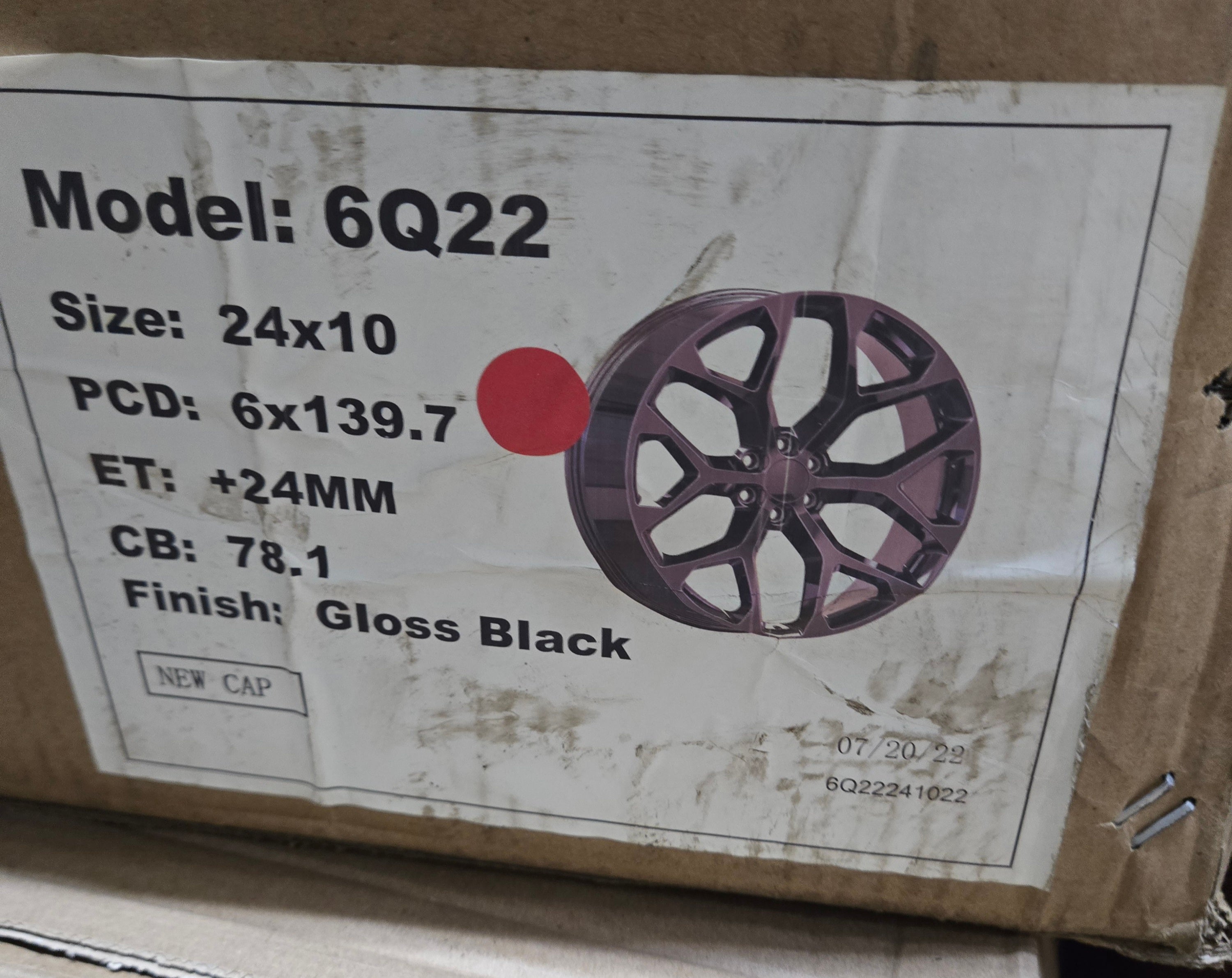 GWG 6Q22 24X10 6X135 GLOSS BLACK CB87.1 ET24