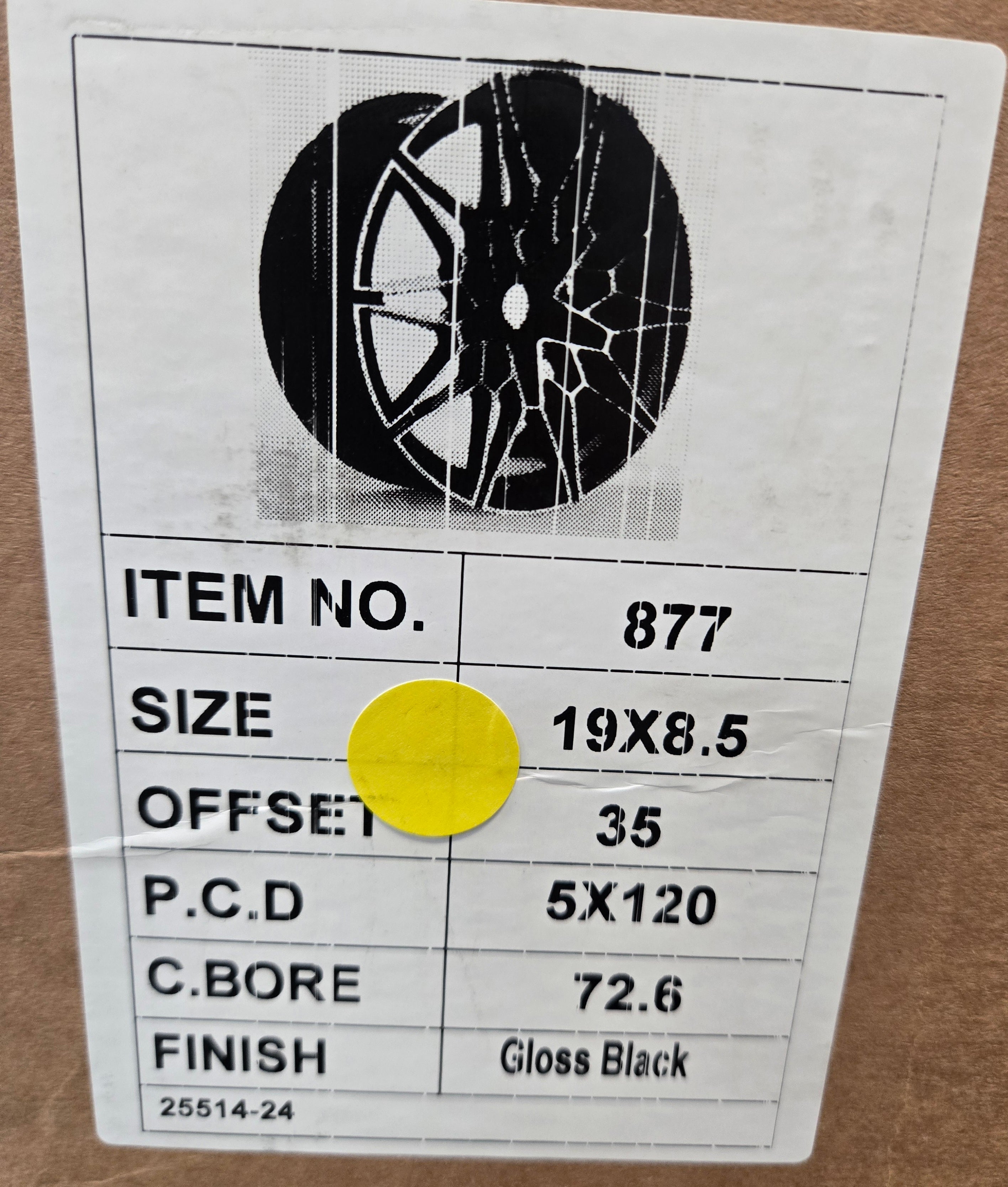 877 19X8.5 5X120 GLOSS BLACK CB72.1 ET35