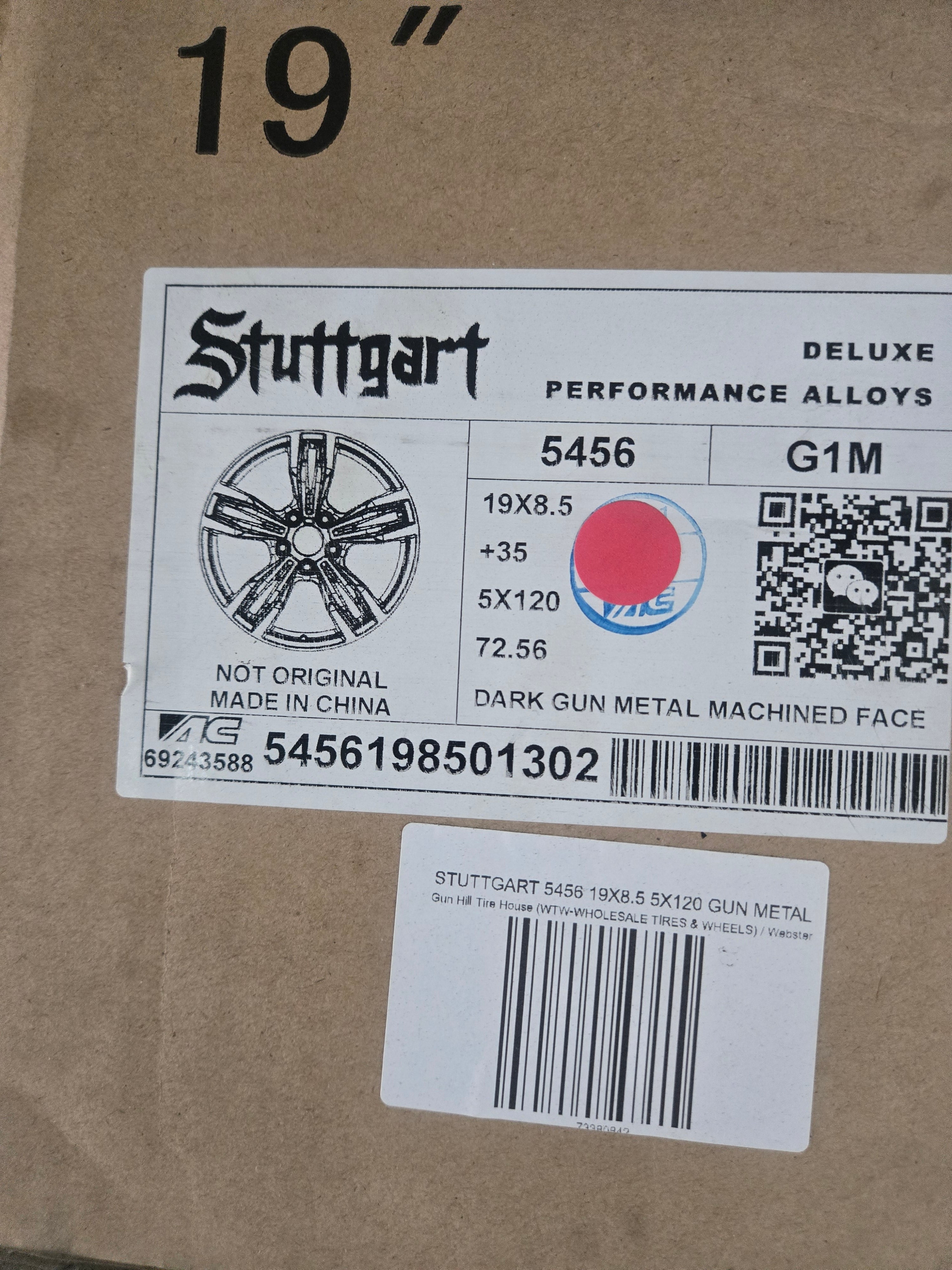 STUTTGART 5456 19X8.5 5X120 GUN METAL CB72.1 ET35