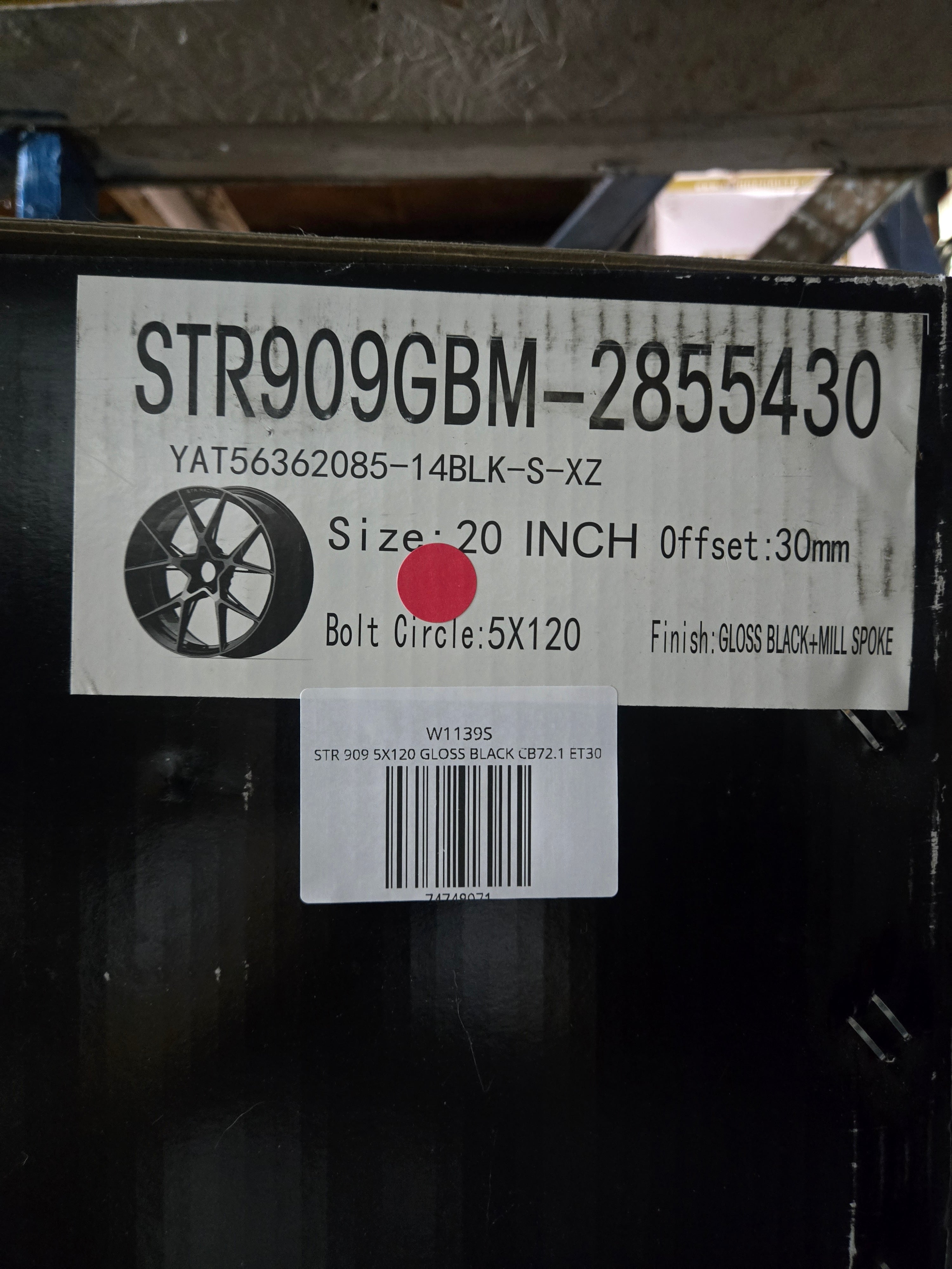 STR 909 20X10.0 5X120 GLOSS BLACK CB72.1 ET30