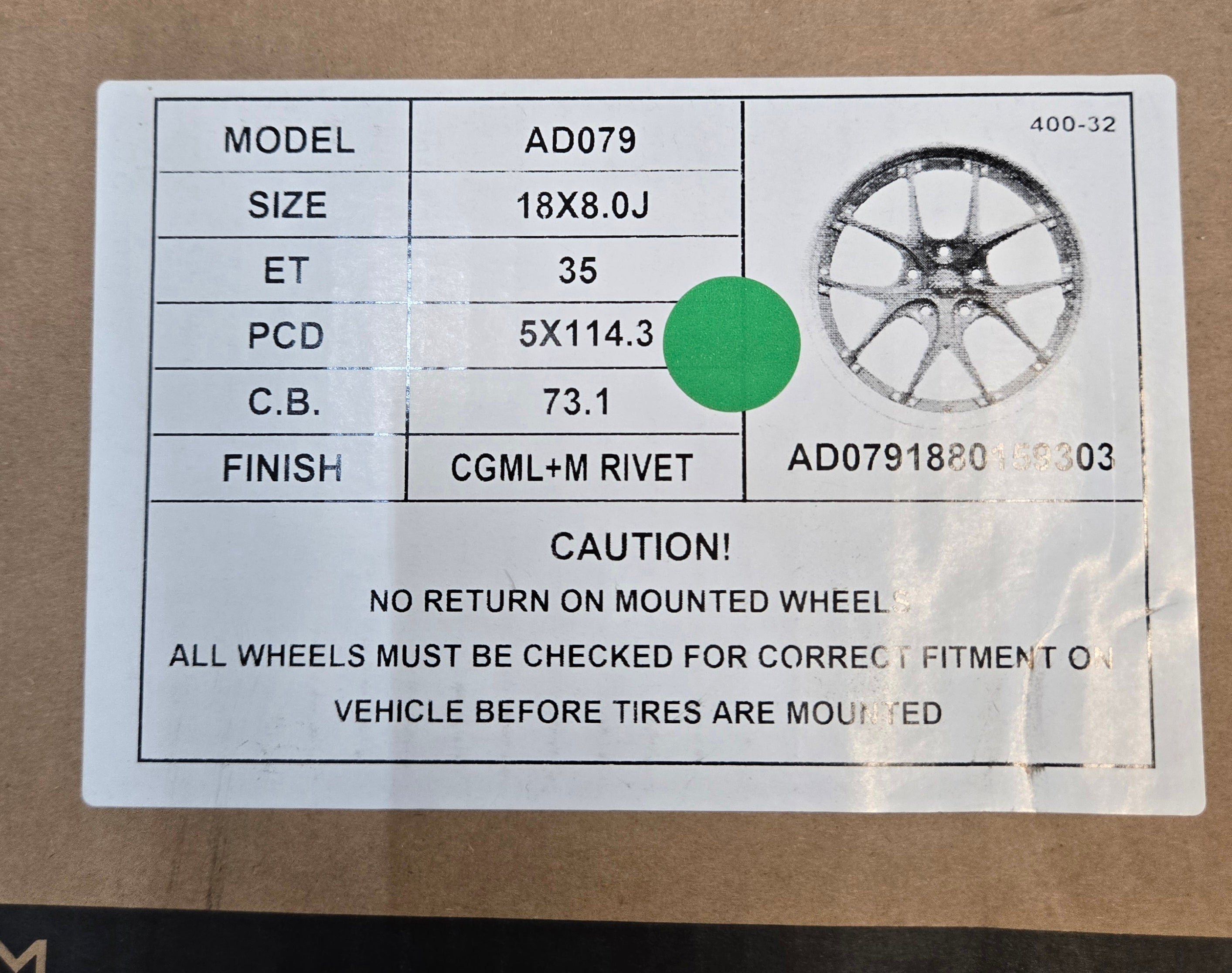 PEGASUSS AD079 18X8.0 5X114.3 CGML MRIVET CB73.1 ET35