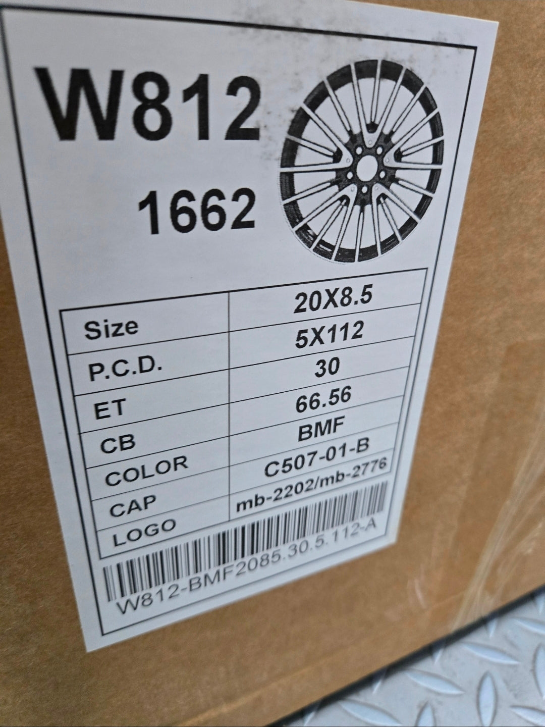 W812 20X8.5 5X112 PIANO BLACK MACHINED FACE CB66.6 ET30