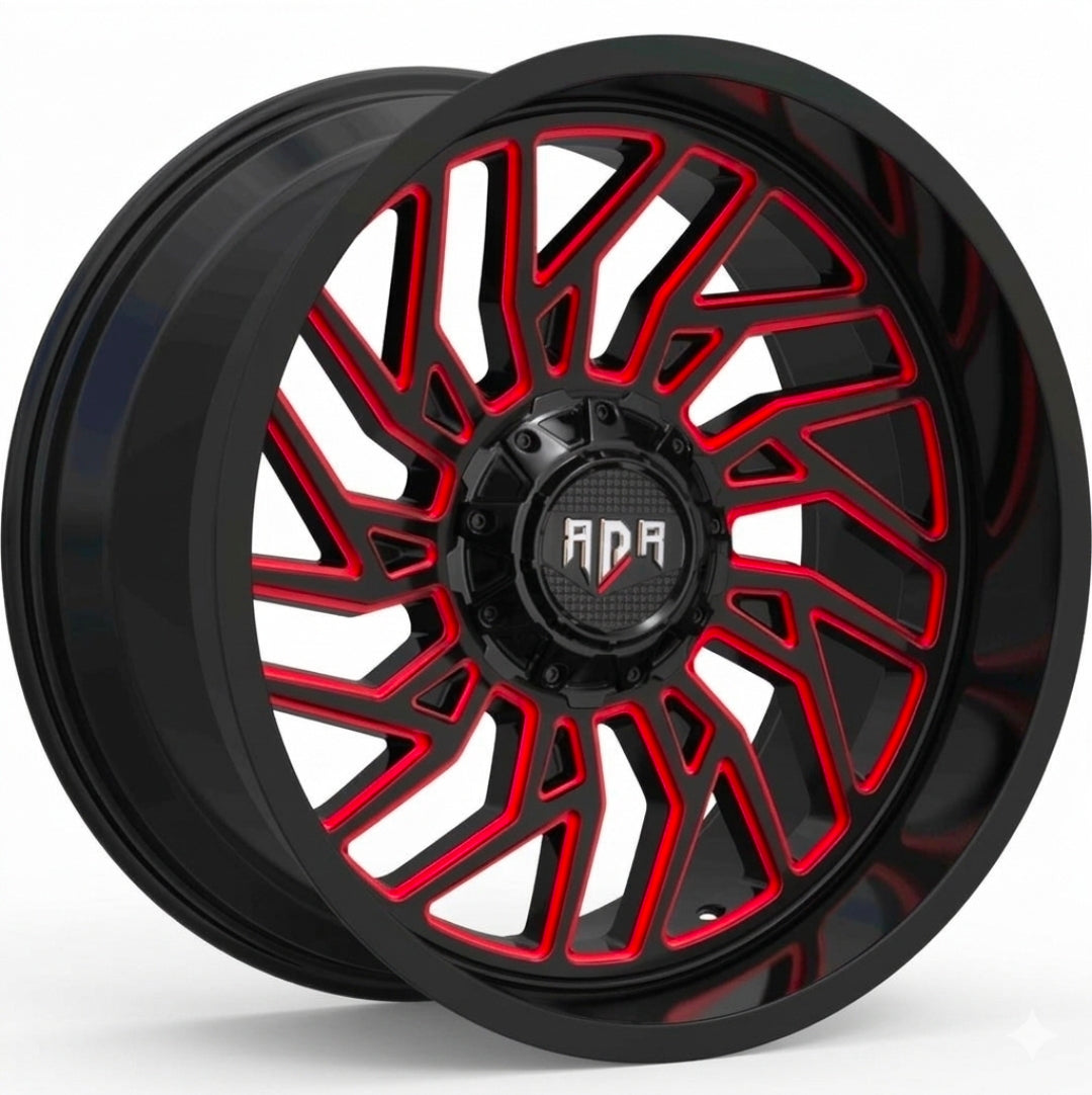 RD50 20X10 5X127 5X139.7 BLACK MILL WITH RED FACE CB87.1 ET-18